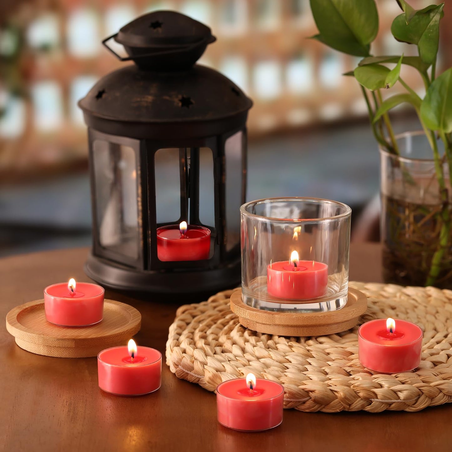 Scented Tea Lights Candles, Wisper of Rose, 16 Pack – Red Scented Tealight Candles– 100% Palm Wax – 6 Hour Burn Time Aromatherapy Tea Light Votive Candle for Dinner, Bedroom, Spa