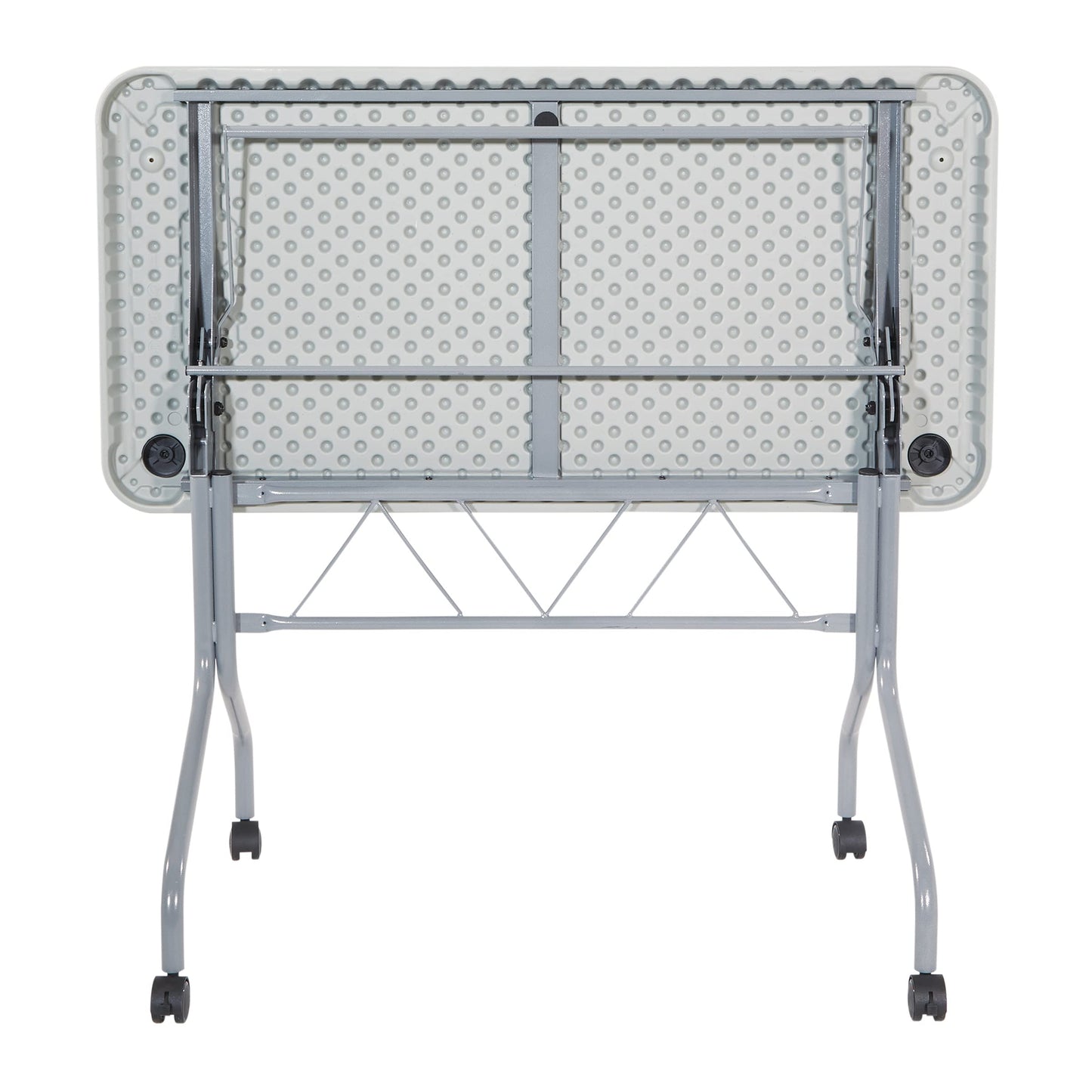 Office Star Resin Multipurpose Flip Training Table with Locking Casters for Home or Office, 4 Feet Light Gray