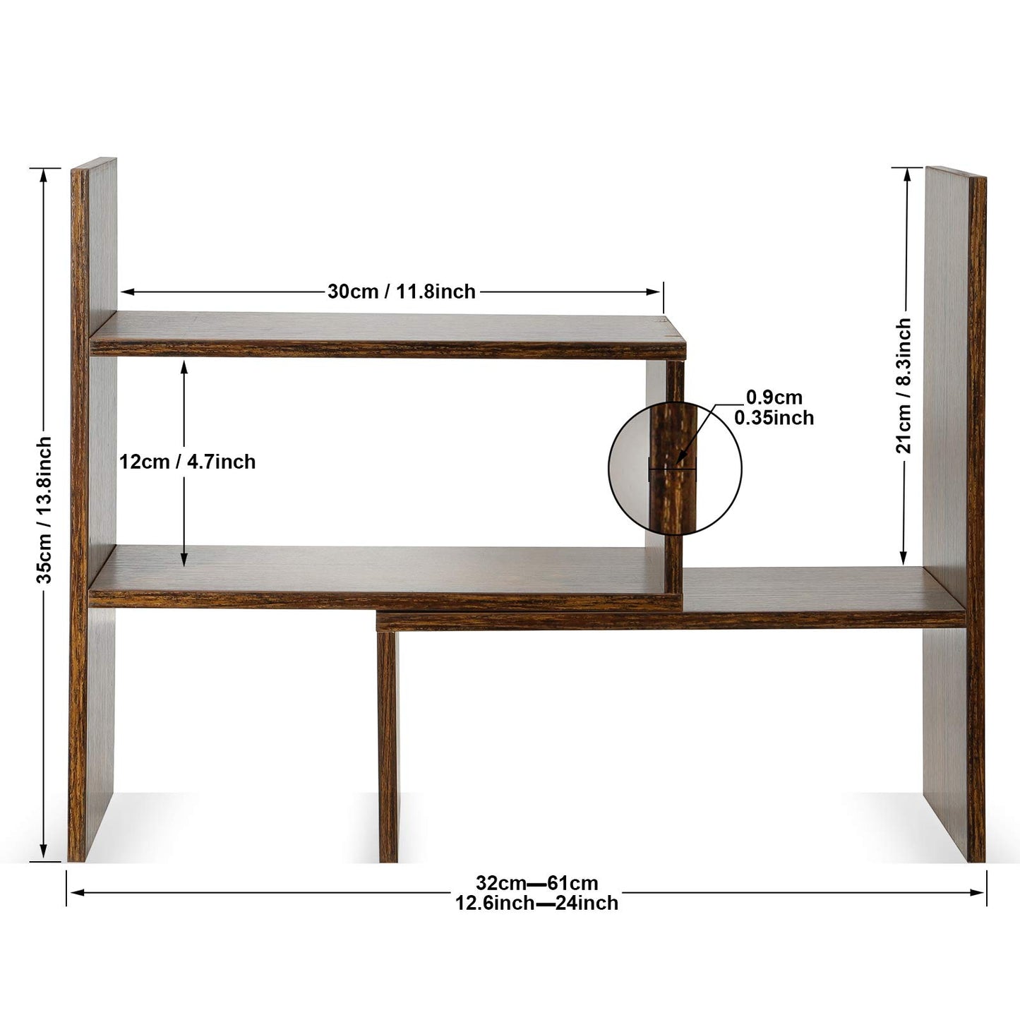 Sorfity Expandable Wood Desktop Bookshelf Desktop Organizer Office Storage Rack Wood Display Shelf, Counter Storage Rack Top Bookcase - Freestyle Display Natural Stand Office Supplies Desk Organizer