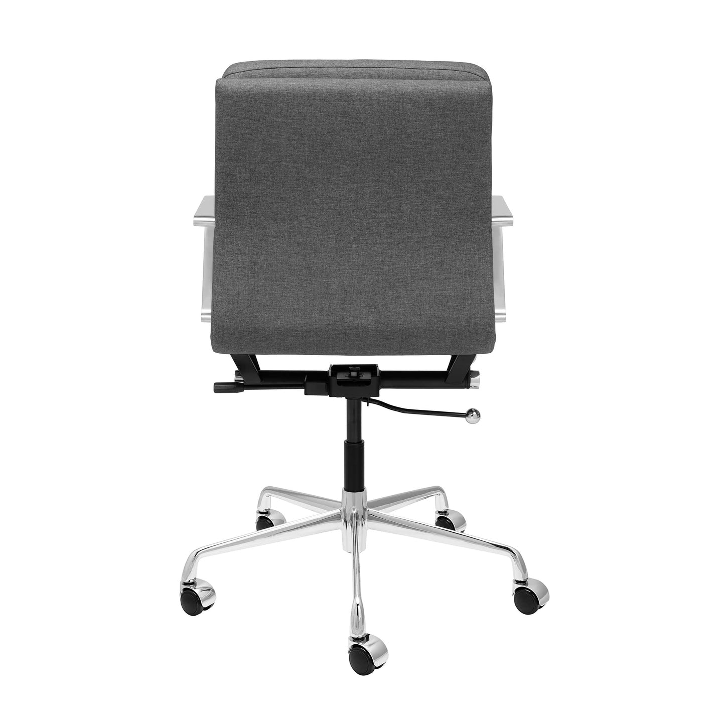 Laura Davidson Furniture SOHO II Padded Management Office Chair - Mid Back Desk Chair with Arm Rest, Swivel & Cushion Availability, Made of Poly-Cotton Fabric, Charcoal Fabric, Computer Chair
