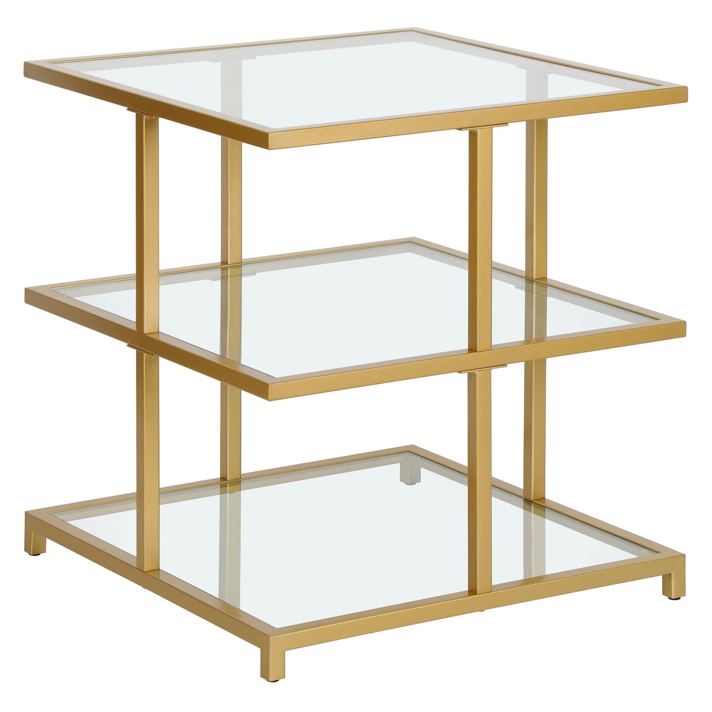 Henn&Hart 22" Wide Square Side Table in Brass, for Home, Living Room, Bedroom, Entertainment Room, Office