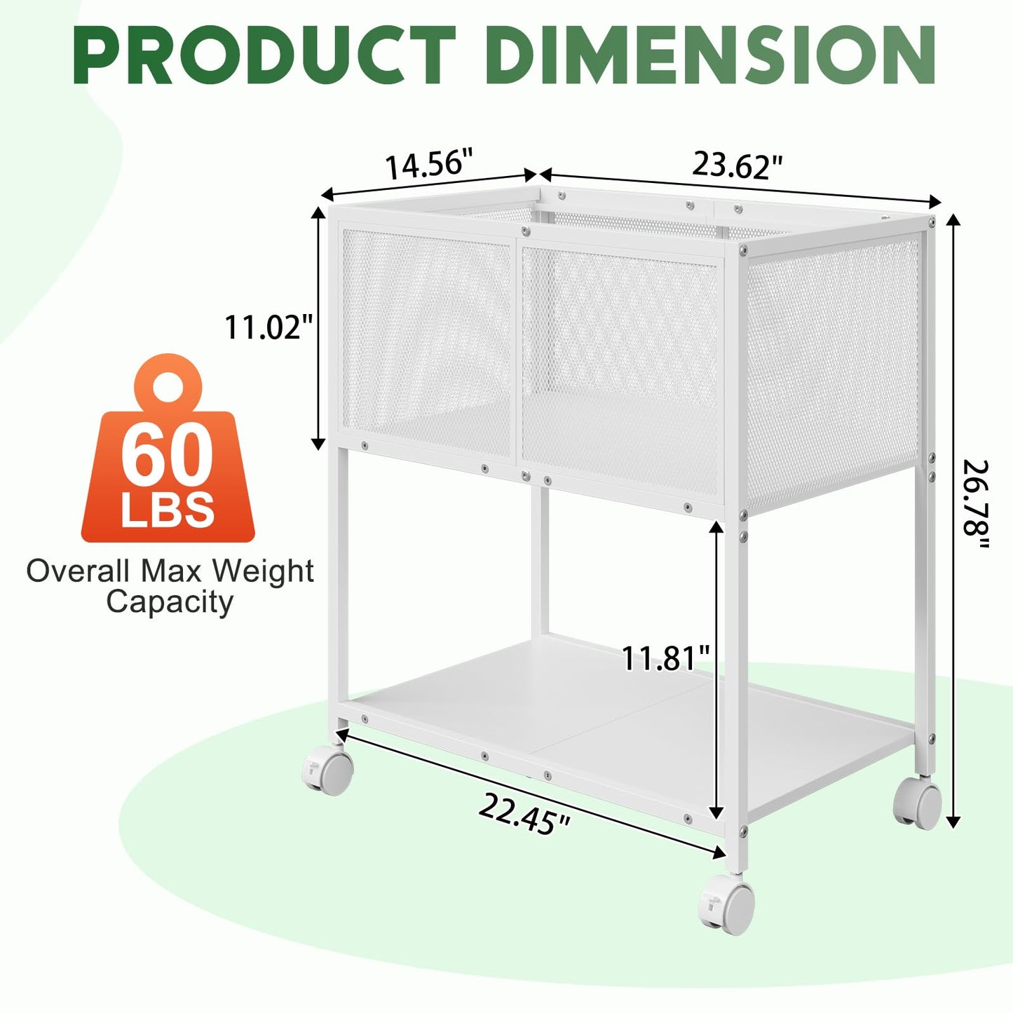 Sbanmao Rolling File Cart, Mobile File Cabinet with Wheels Hanging Files, Metal Hanging File Folder Cart File Organizer Fit Letter Size for Home Office, White