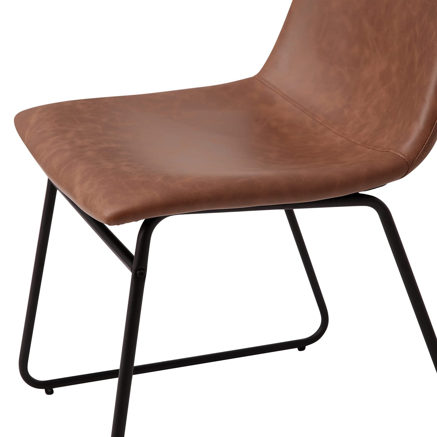 Flash Furniture Butler 18" LeatherSoft Dining Table Height Chairs, Mid-Century Modern Bucket Style Dining Chairs, Set of 2, Light Brown/Black