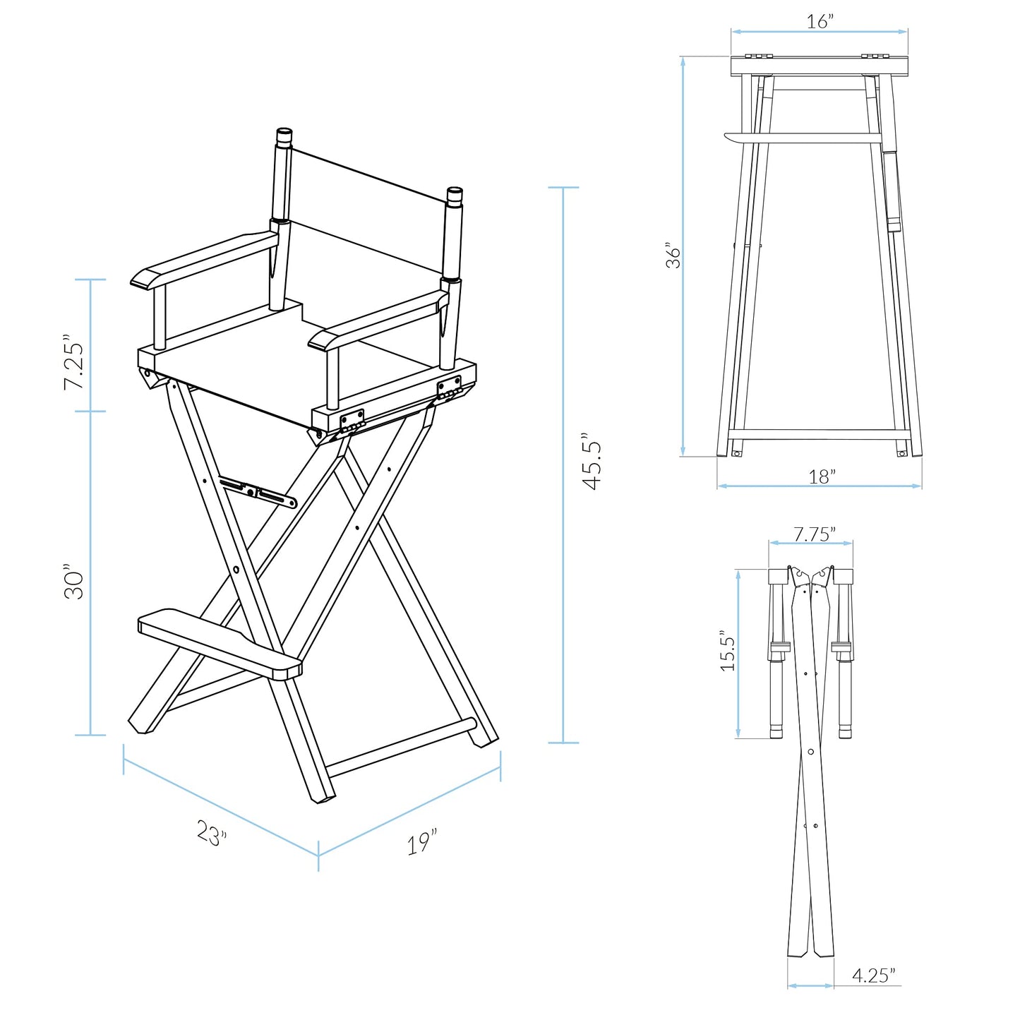 30" Director's Chair Black Frame-Magenta Canvas