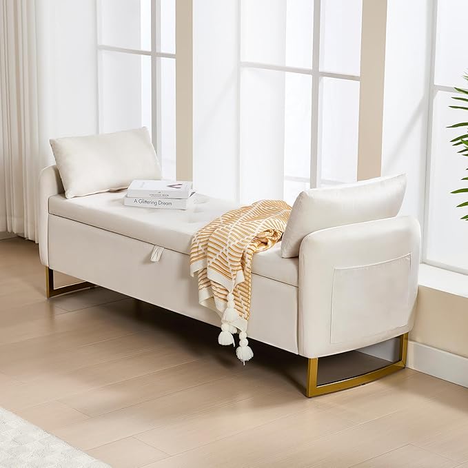 65" End of Bed Storage Bench, Velvet Storage Bench