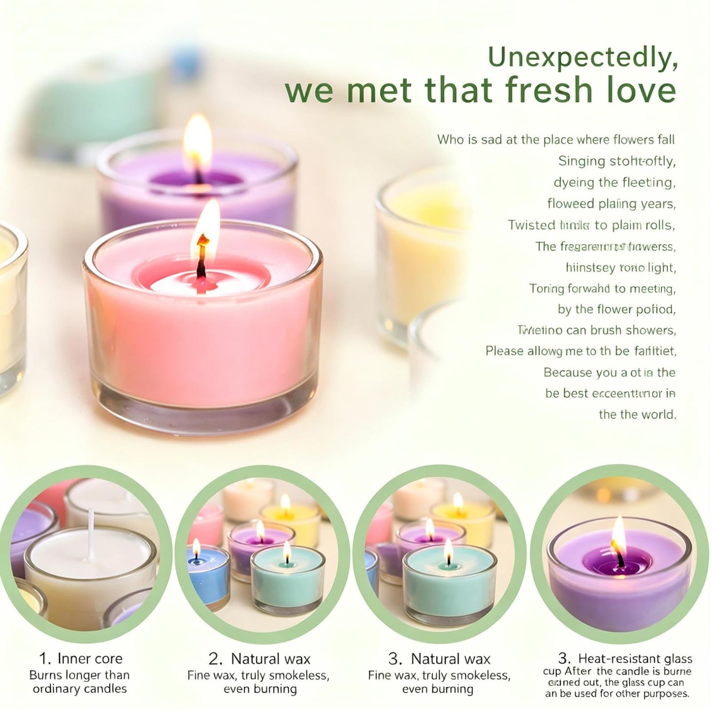 7–8 Hour Long-Burning Scented Tea Lights (6-Pack) — Assorted Scented Candles in Glass Cups | Smokeless & Aromatic — Ideal for Home, Weddings, Parties, and Gifting (Purple)