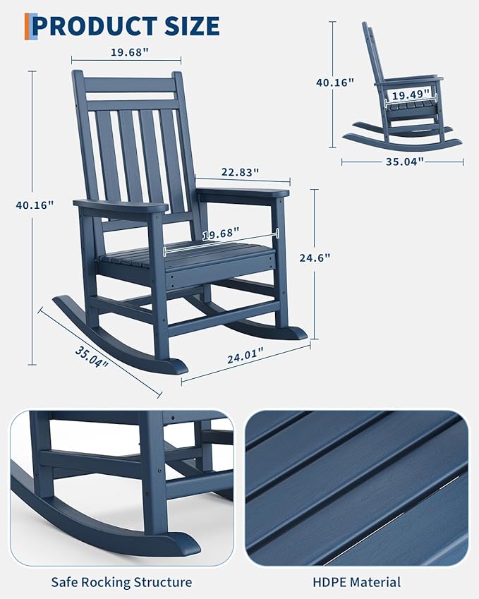 GarveeLife Poly Lumber Rocking Chair Outdoor Set of 4