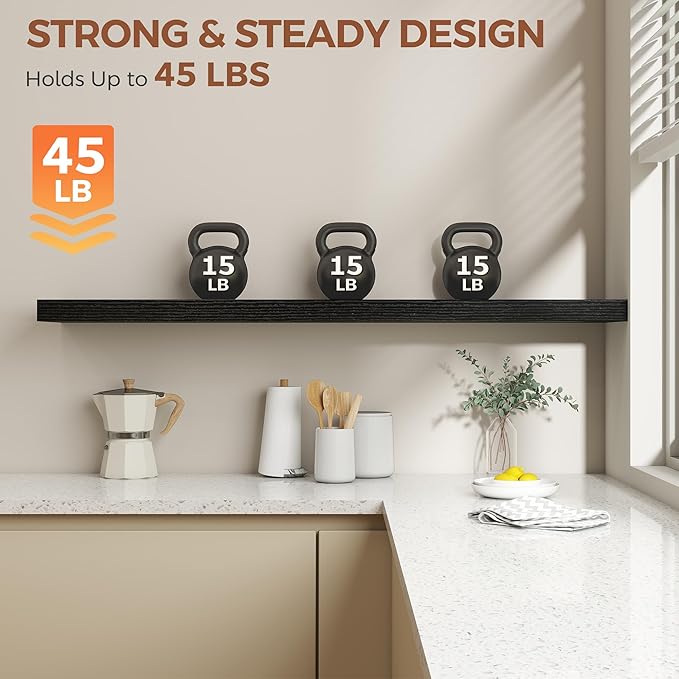 Dreamland 55 Inch Black Floating Shelves