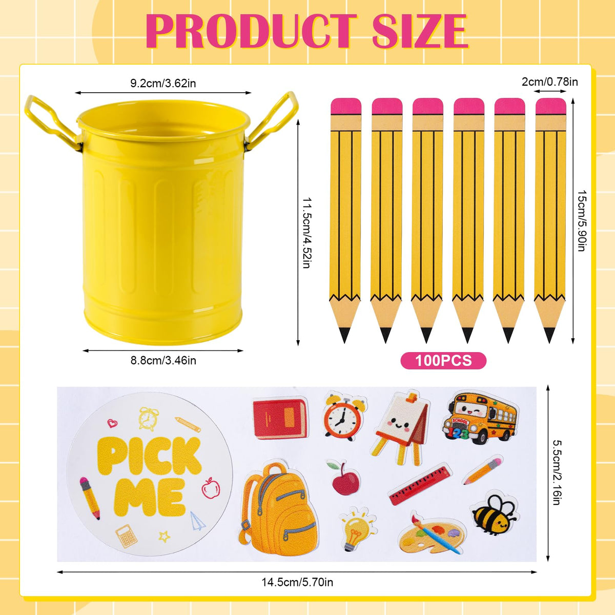 Jieting 101 Pcs Pencil Flip Name Sticks with Metal Holder and Sticker, Random Student Selector Pick Me Sticks for Teacher Classroom Management and Learning Activities