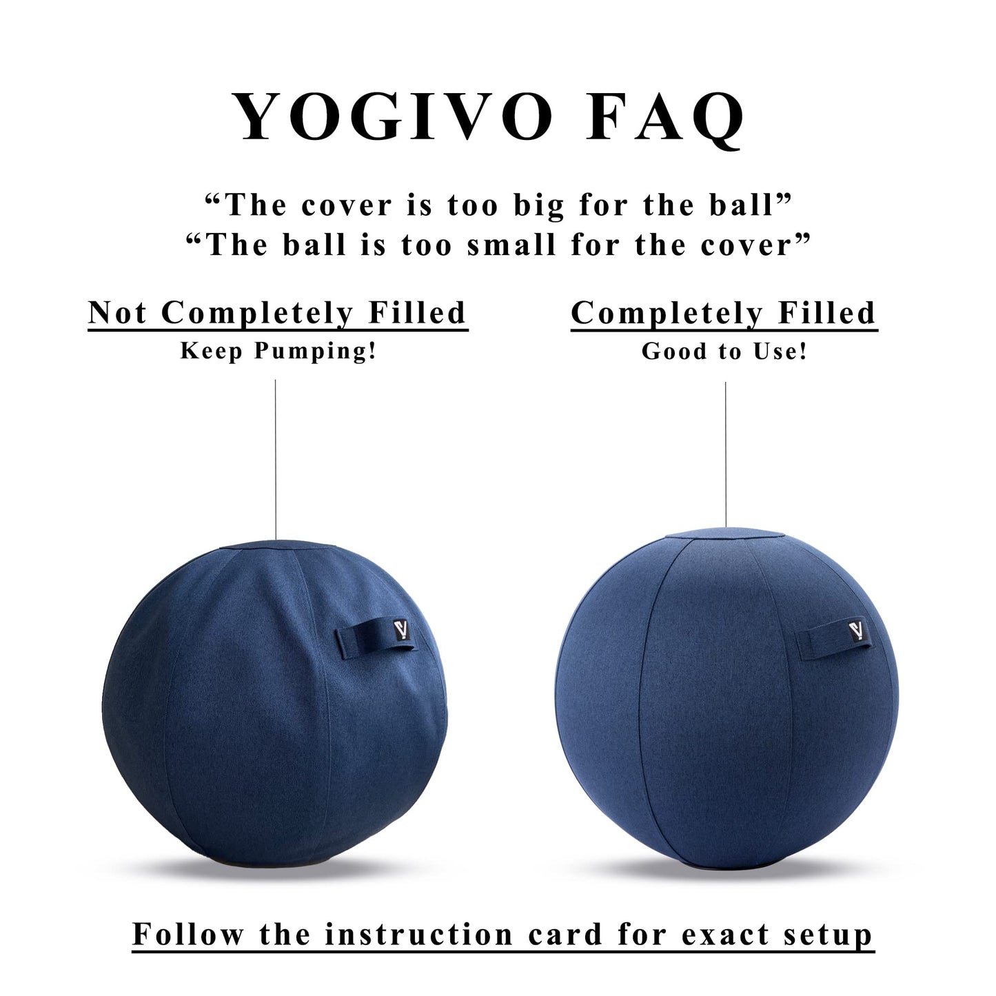 YOGIVO Sitting Ball Chair, Yoga Ball Chair Exercise Ball Chair for Home Office Desk, Stability Ball for Fitness & Pilates, Ergonomic Balance Ball Seat with Cover and Pump