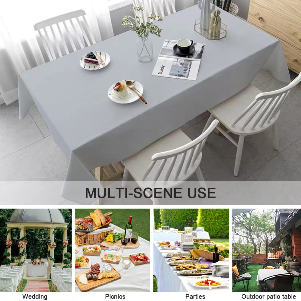 Aijoviko Grey 54"x84" Rectangular Faux Leather Tablecloth for Dining Table, Parties, Picnics, Outdoor Events