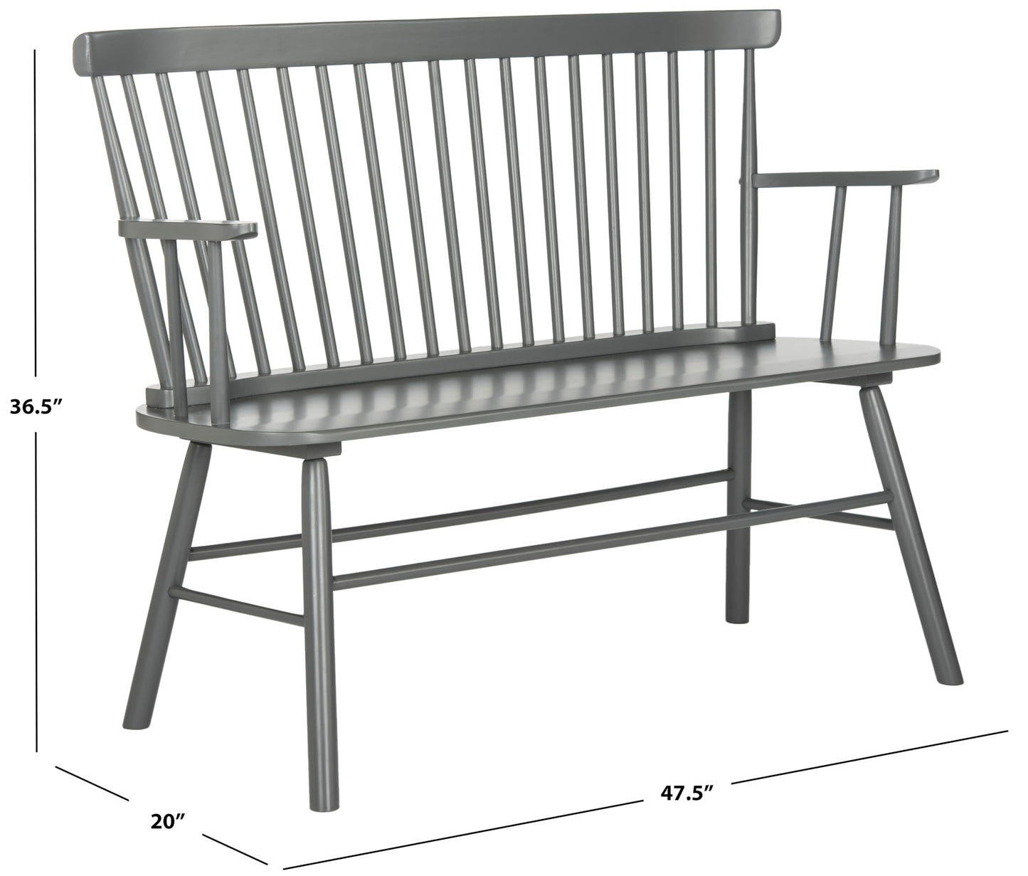 SAFAVIEH Furniture - Addison Loveseat - Grey - Solid Wood - Coastal Slatted Design - Ideal for Living Room, Sunroom, Bedroom, 18" Seat Height (AMH8513C)