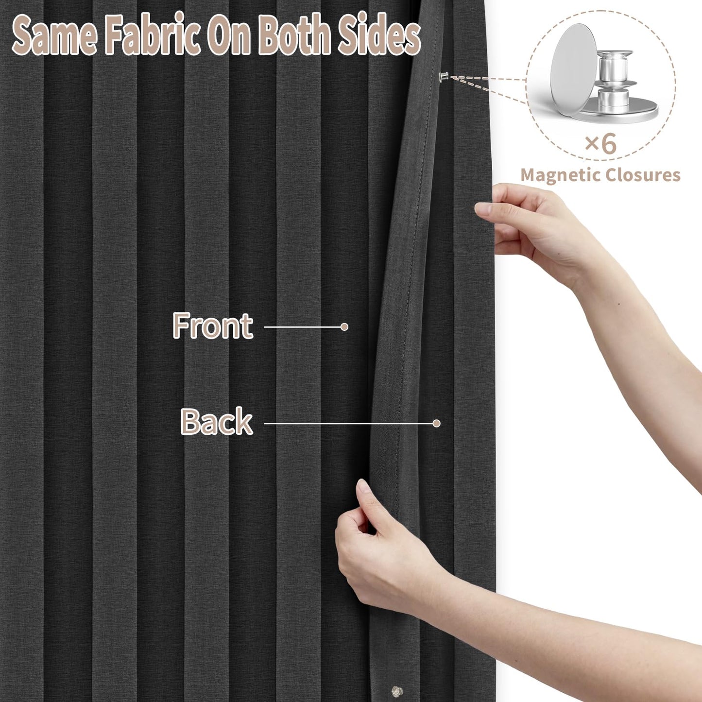 Vatge Closet Door Curtain Room Divider Drapes, Pleated Folding Style Curtains for Doorways Curtain for Bedroom Without Door,1 Panel with Tieback, W39 x L78, Black