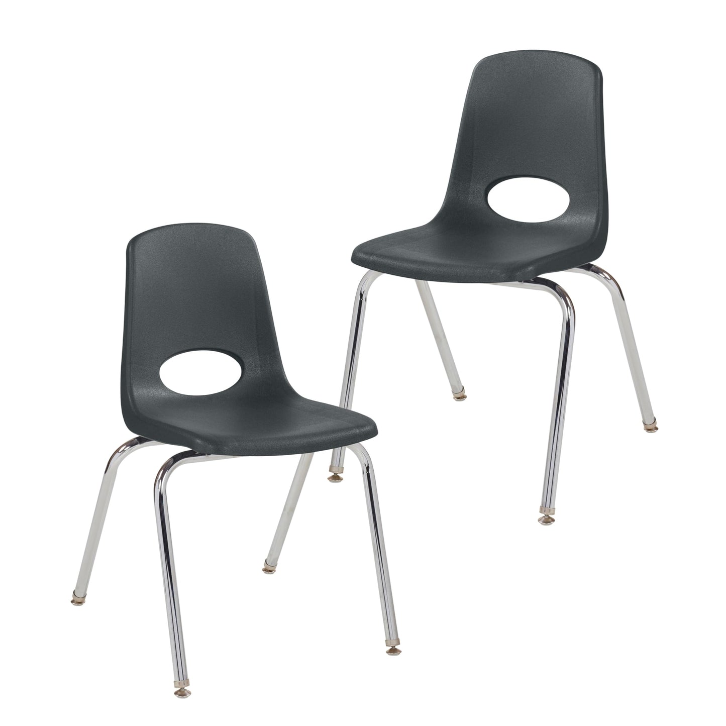 FDP 18" School Stack Chair, Stacking Student Seat with Chromed Steel Legs and Swivel Glides for Classroom, Homeschool or Office - Black (2-Pack), 13050-BK