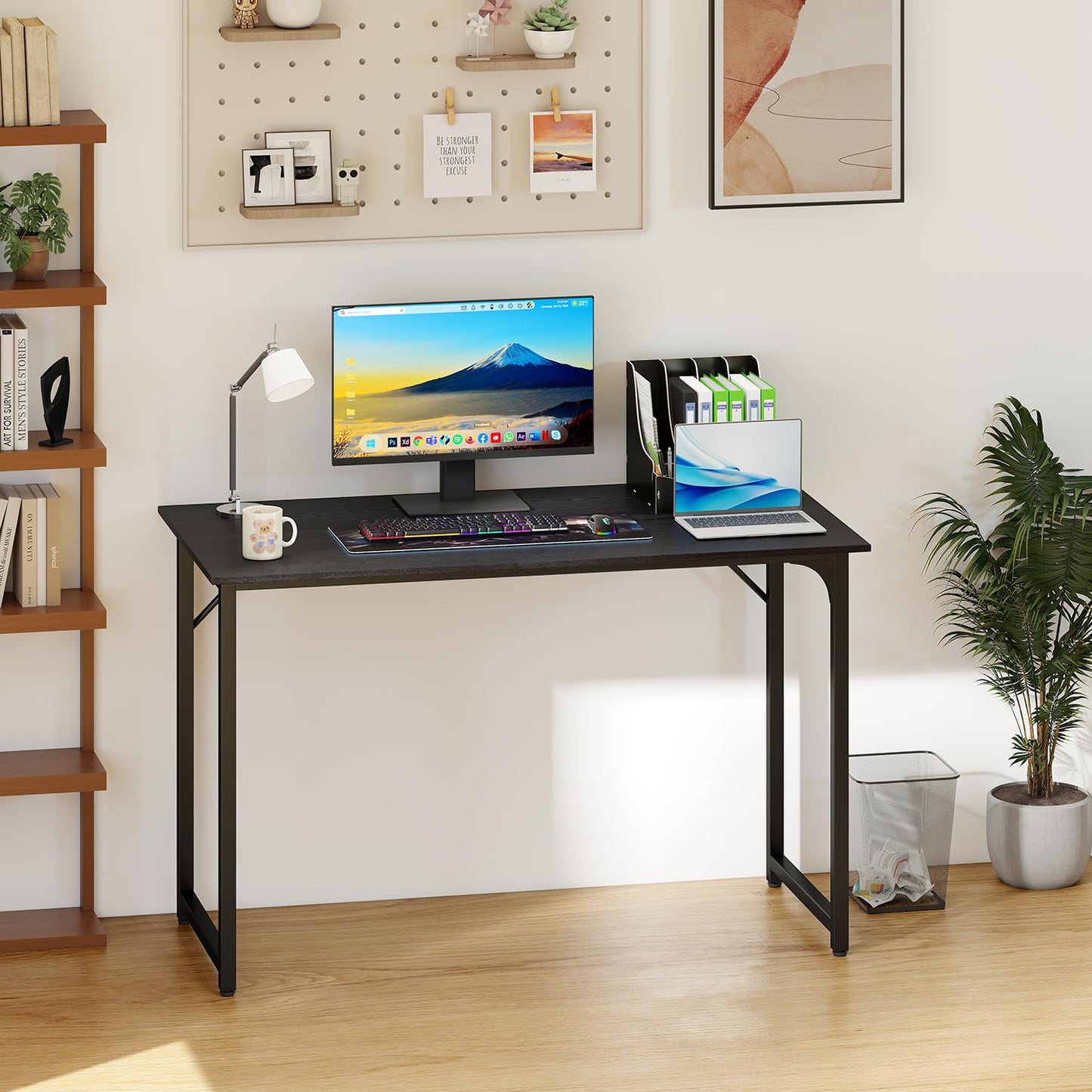 BestOffice Computer Desk,Home Office Desk, Modern Simple Style for Home Office Study Writing (Black, 47 Inch)