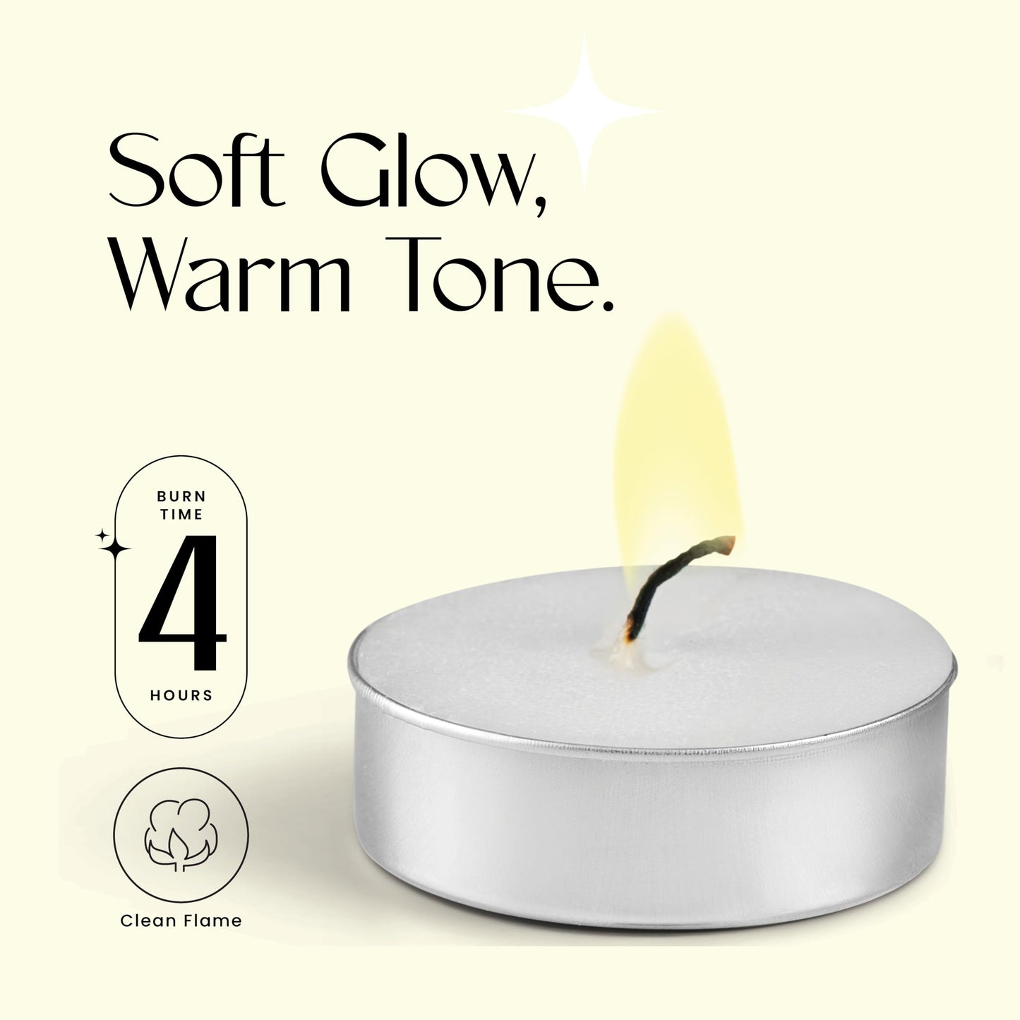 Leor & Lair Tea Lights Candles - 25 Pack - 4 Hour Long Burn Tealight Candles - Small Tea Candle for Home Decoration, Spa, Wedding, Holiday Dinner Table