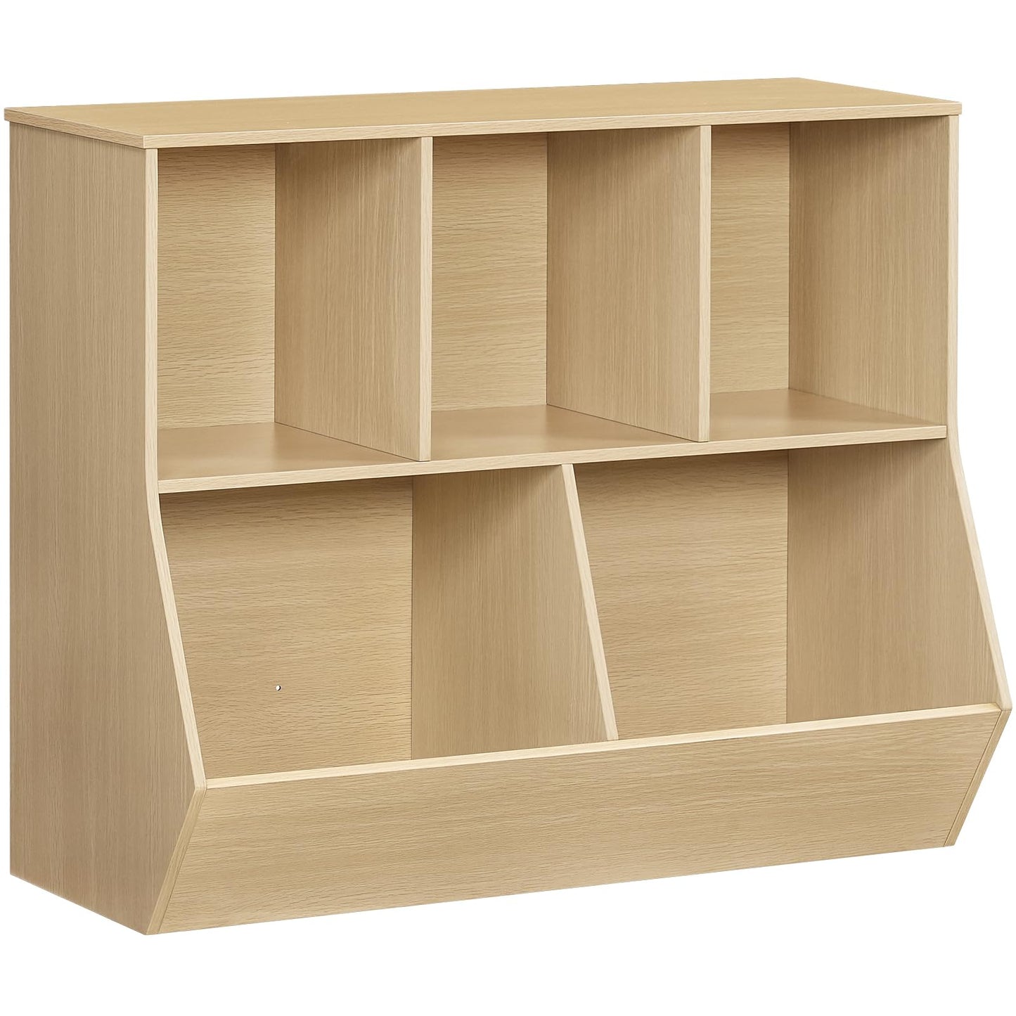 HOOBRO Kids Bookshelf, Bookcase Footboard, Toy Storage Cubby, Children's Toy Shelf, 35.4" L Storage Cabinet, Fit for Children's Room, Playroom, Hallway, Kindergarten, Natural NL32CW01