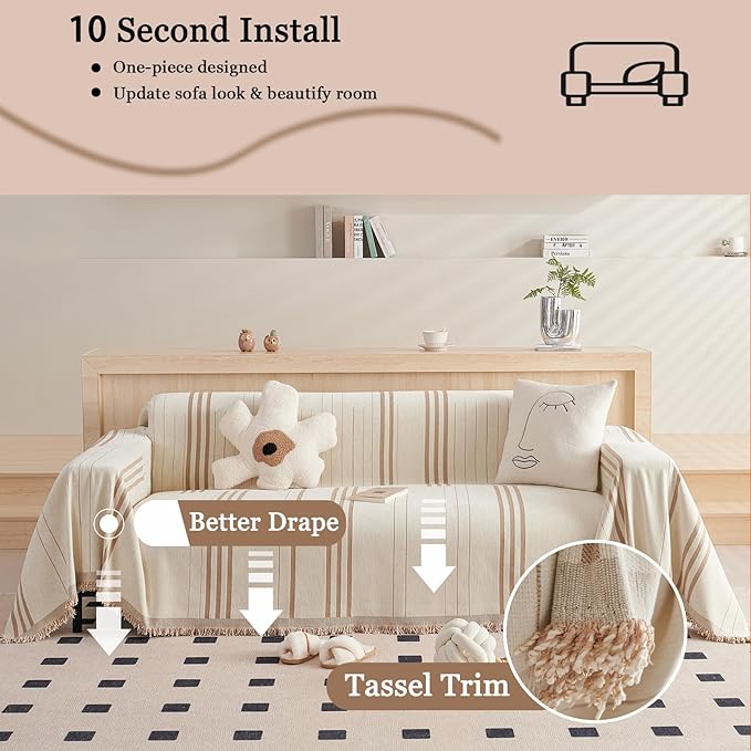 DREAMINGO Couch Cover Washable Chenille Sofa Protector