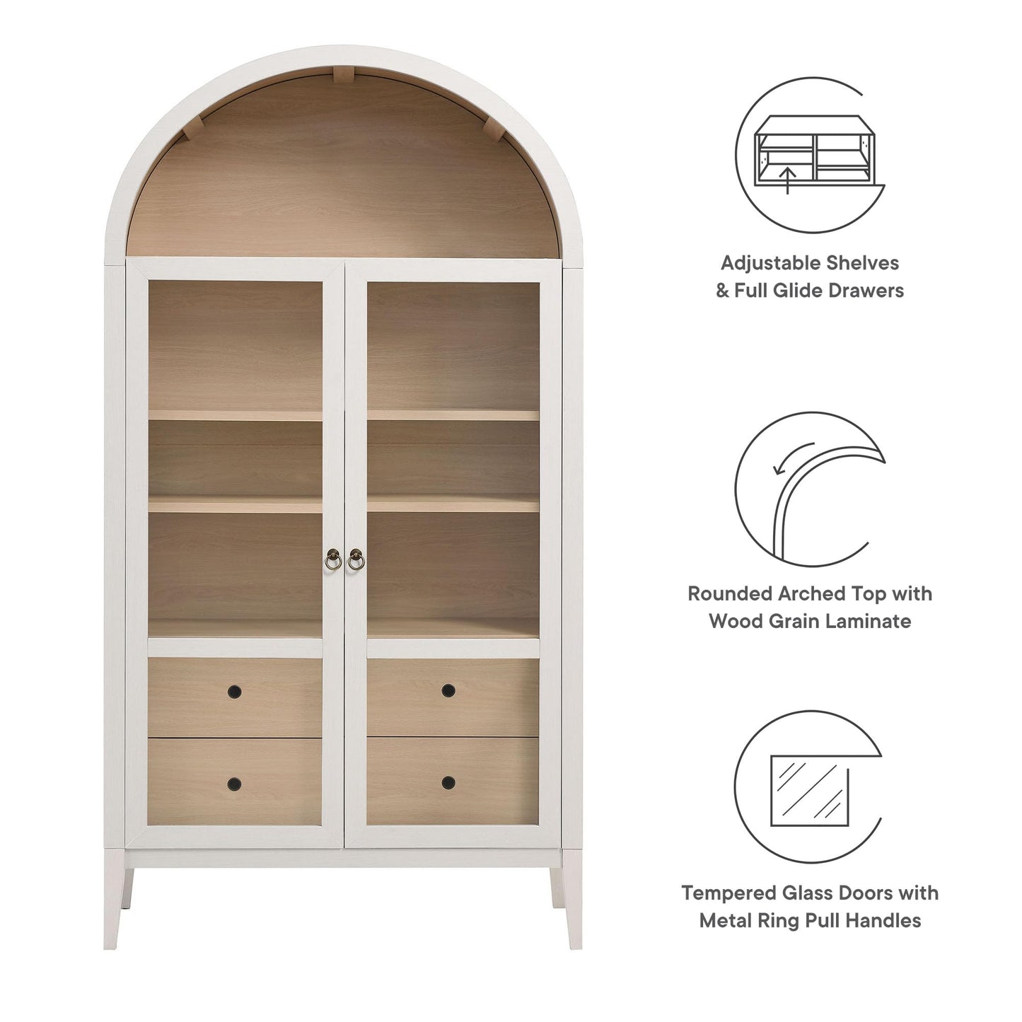 Modway Nolan Arched Storage Display Cabinet - Modern Accent Cabinet for Living Room, Dining Room