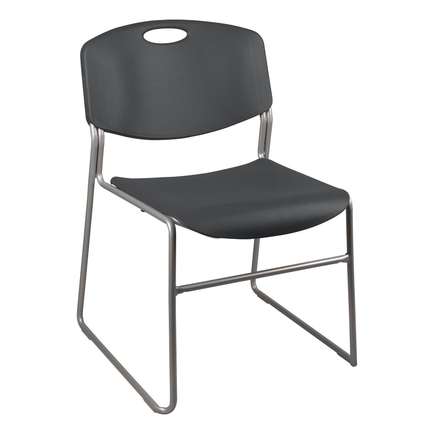 Norwood Commercial Furniture Heavy-Duty Plastic Stacking Chairs with Contoured Backs, Stackable Office and Waiting Room Chairs, Set of 4, Charcoal