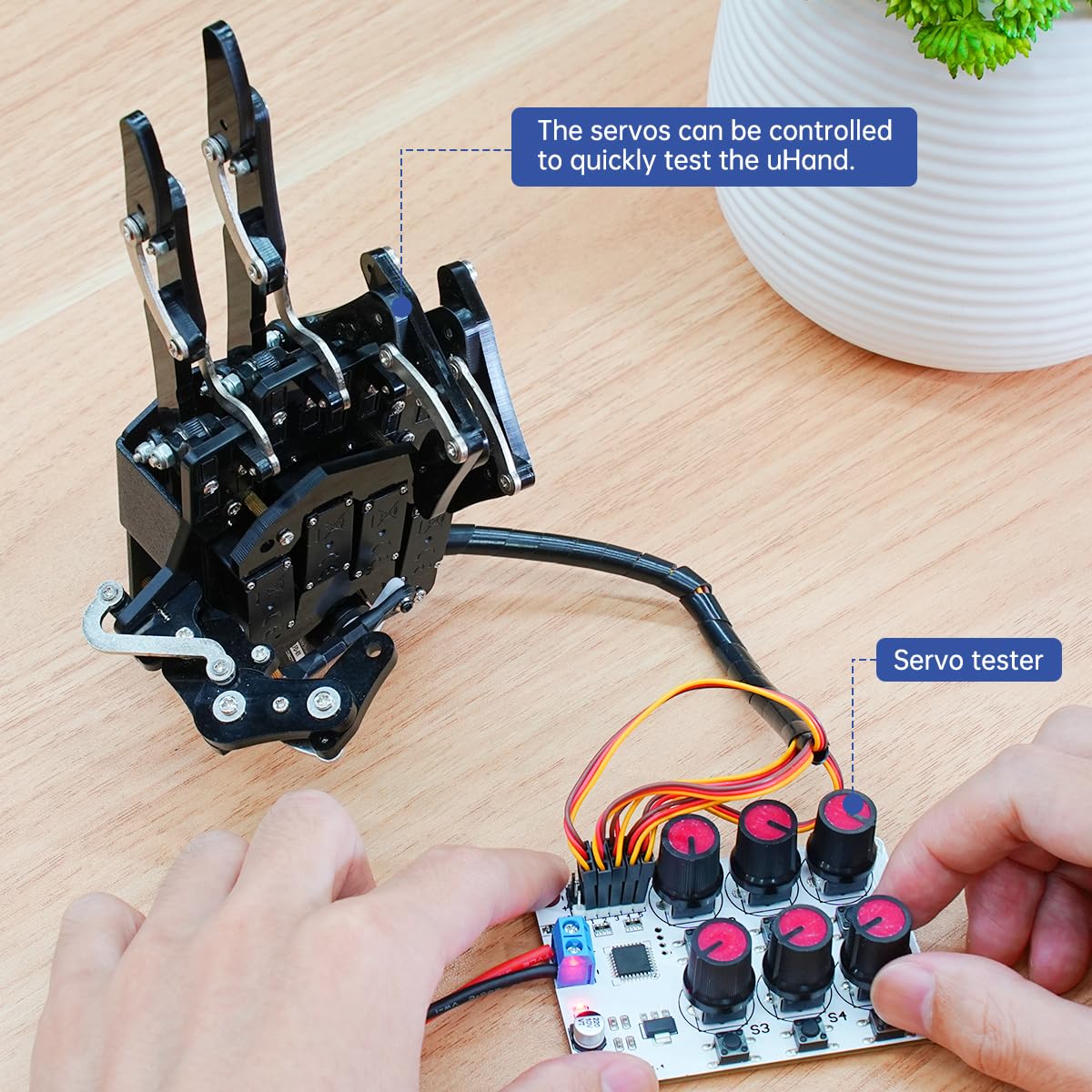 Robot Hand Five Fingers Solely Movement Bionic Robot Mechanical Arm DIY, Left Hand