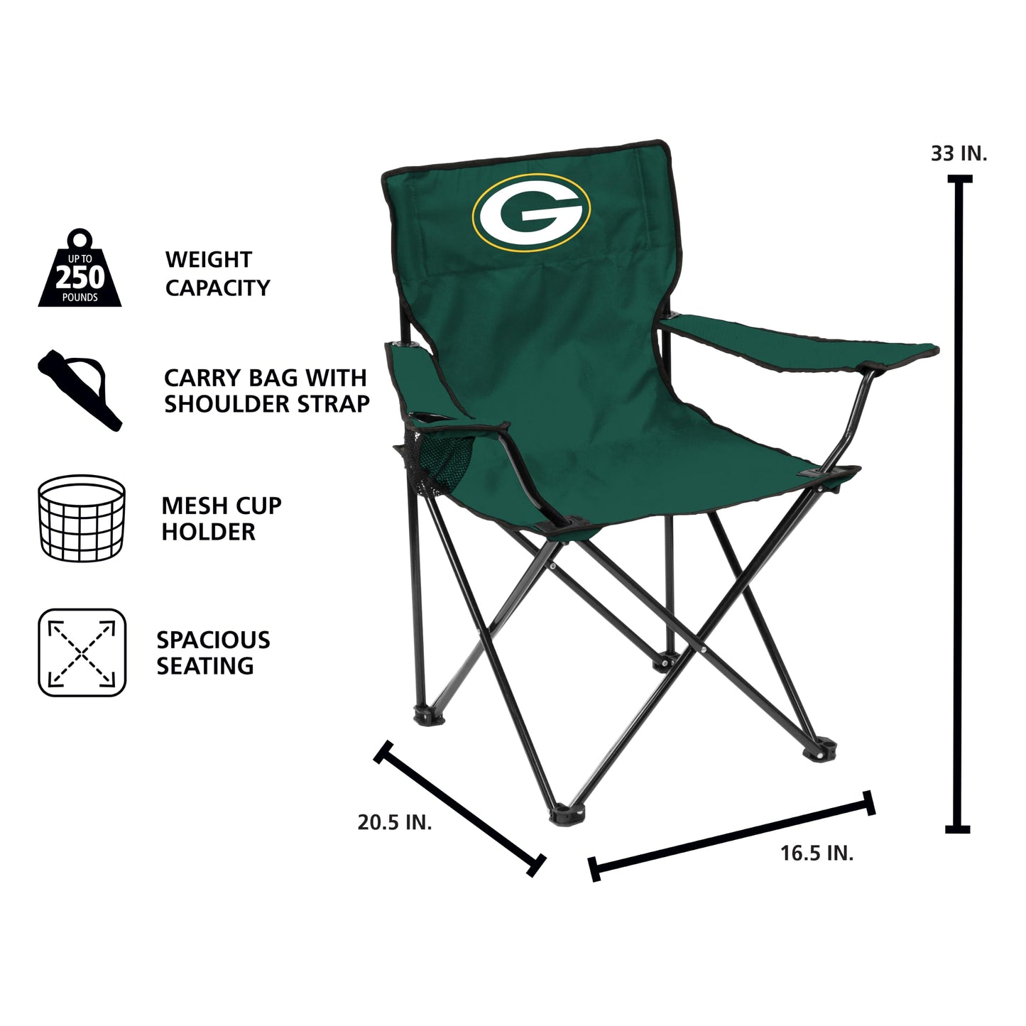 Logo Brands Officially Licensed NFL Unisex Quad Chair, One Size, Green Bay Packers