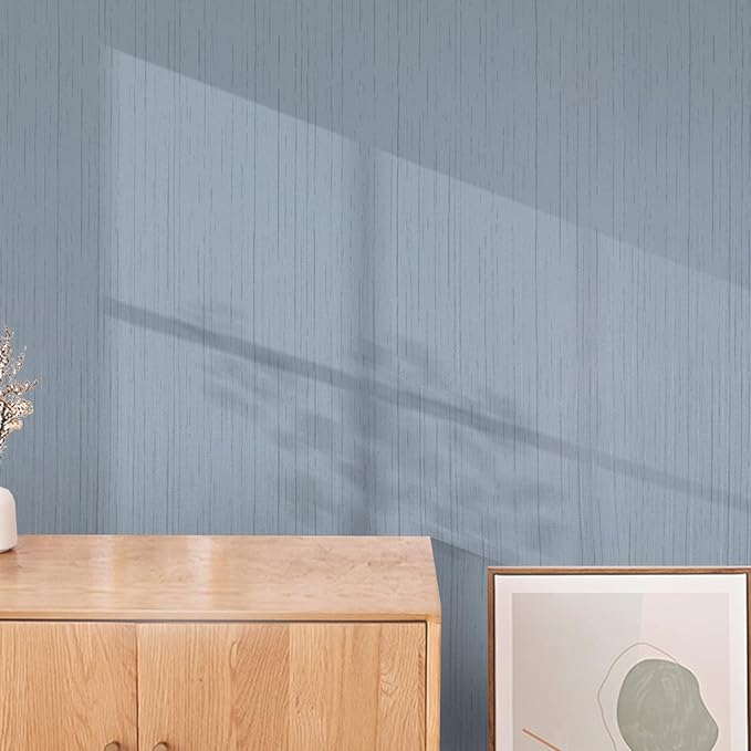 Grasscloth Peel and Stick Wallpaper Grey Blue 15.74" X 118.11" Fabric Textured