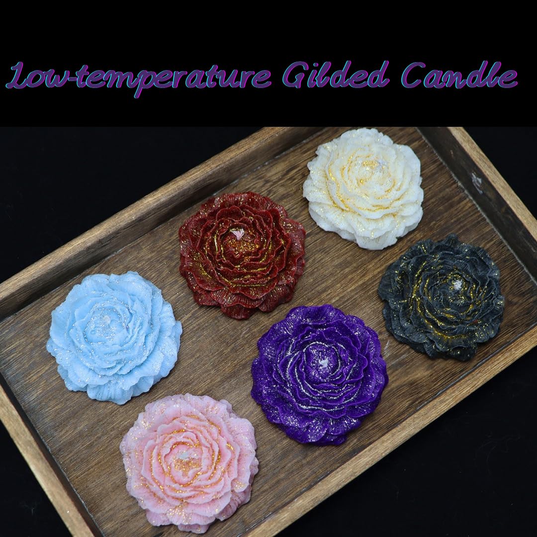 2 Pcs Gilded Candles for Wax Play Low Heat, Low Temperature Body Safe Drip Peony Candles, Romantic Massage Soy Rose Candles Couple (2, Purple)