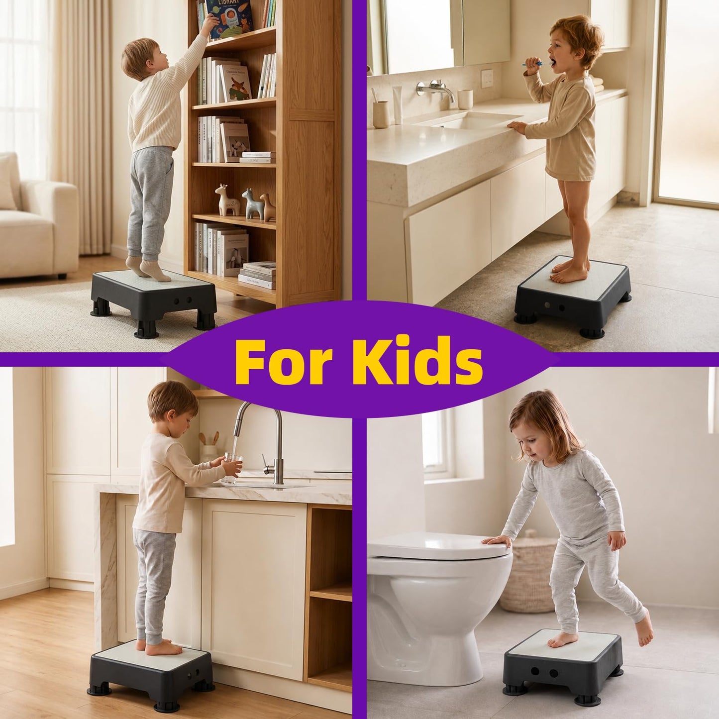 LIFTOZA Adjustable Step Stool, Noctilucent Bedside Step, 700 LBS Capacity Safety Step Platform, Indoor and Outdoor Foot Stool for Seniors and Kids, Wide Step Stools Elderly Assistance at Night