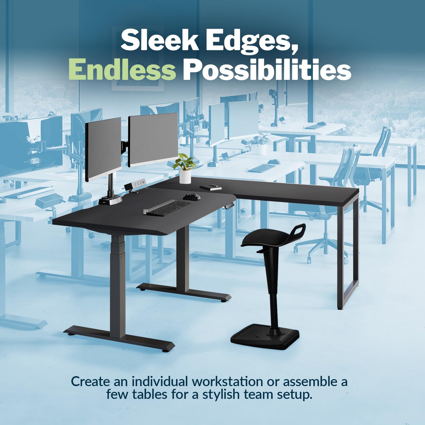 Vari Table 48x24 Office Desk – Modern Computer Desk & Workstation for Home Office or Commercial Workspace, 300 lb Capacity (Reclaimed Wood/Black)
