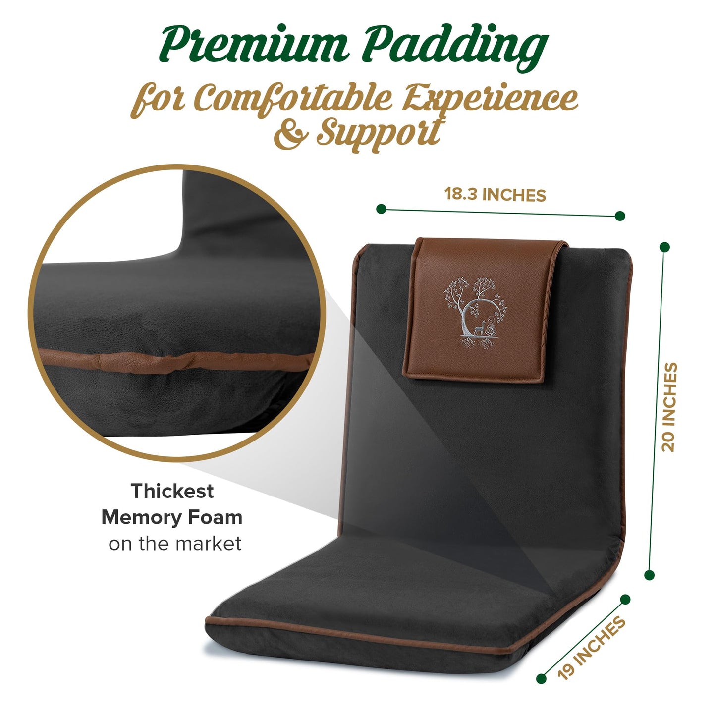 Japanese Meditation Floor Chair with Back Support for Adults - Premium Meditation Chair with Adjustable & Foldable Back for Seating, Yoga & Gaming — Folding Backjack Chairs with Backrest for Adults