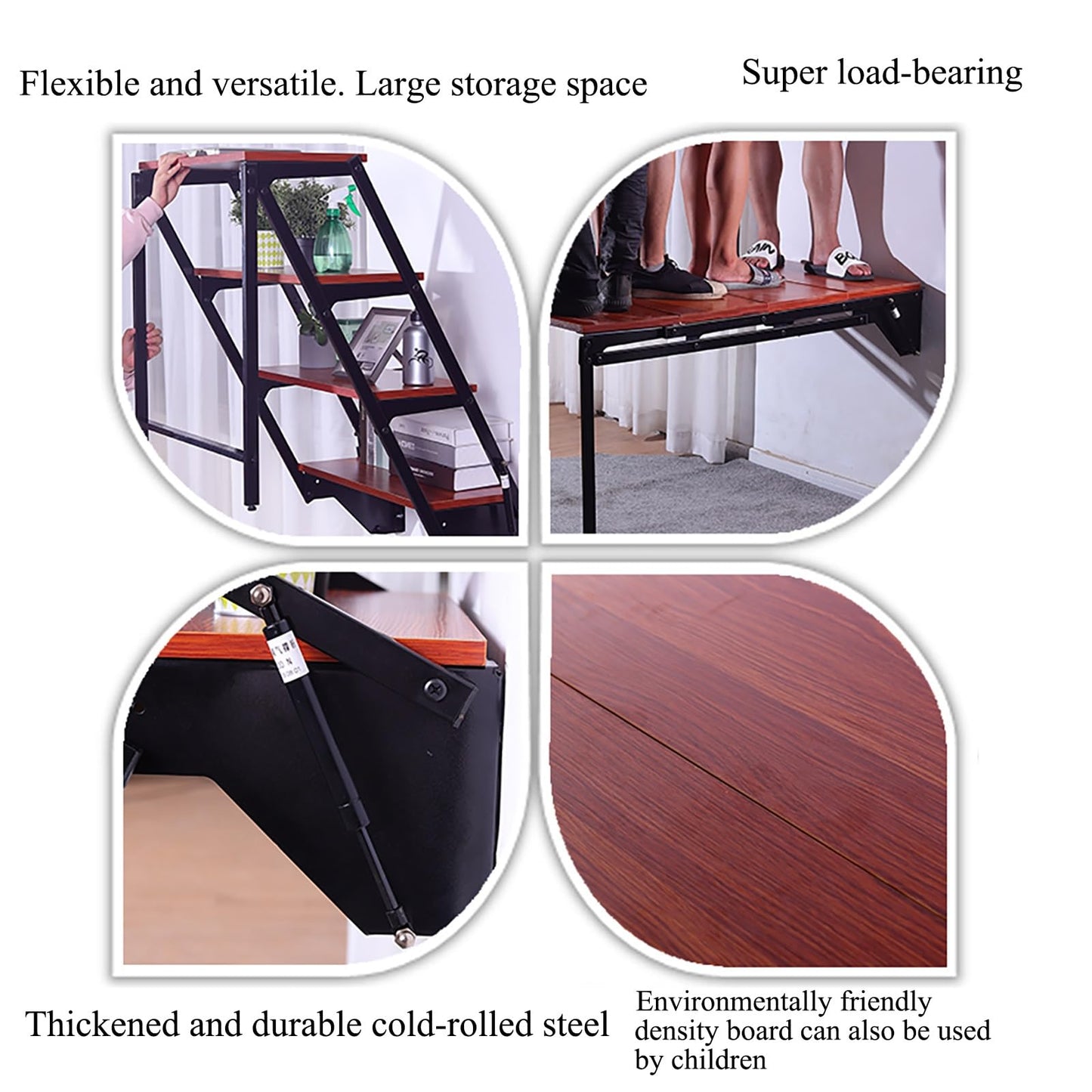 GJZDPMY Space-Saving Wall-Mounted Drop-Leaf Dining Table, Multifunctional Murphy Folding Workbench & Desk, Stylish Storage Solution for Small Spaces