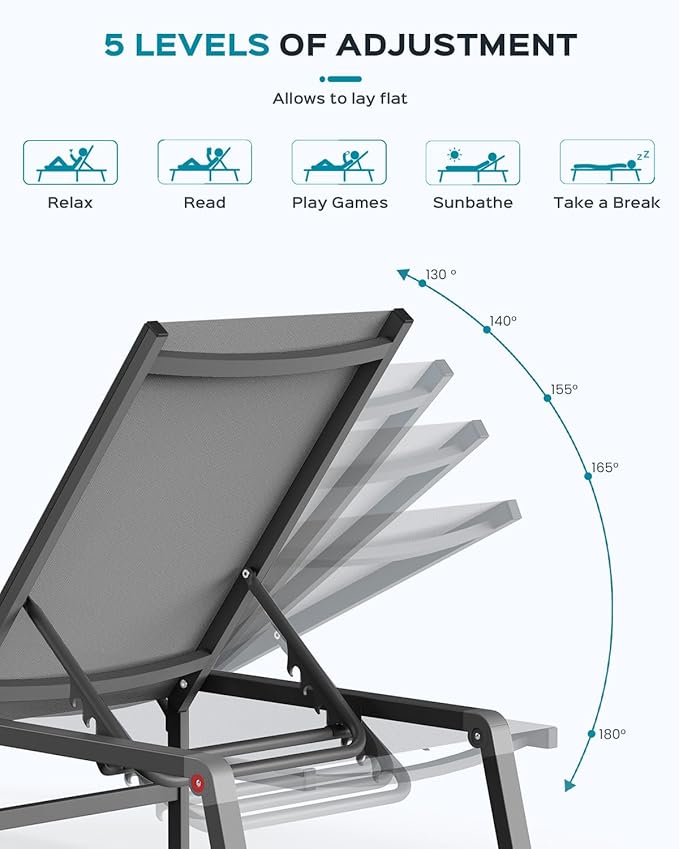 Aluminum Chaise Lounge Ourdoor