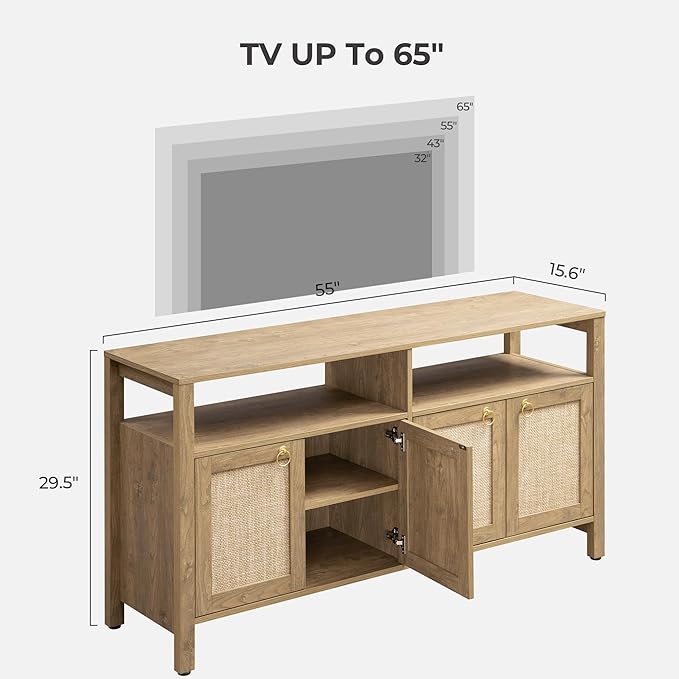 SICOTAS Rattan TV Stand for Television up to 120 Inch