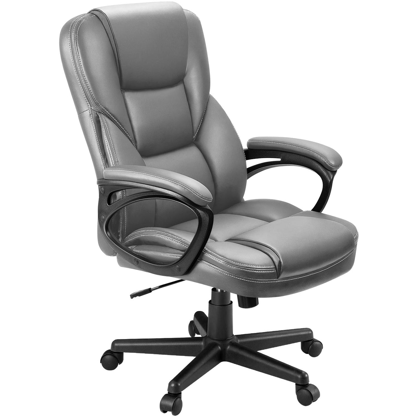 Furmax Office Executive Chair High Back Adjustable Managerial Home Desk Chair, Swivel Computer PU Leather Chair with Lumbar Support (1, Gray)