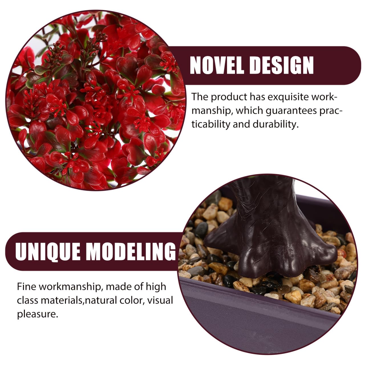 Cabilock Artificial Bonsai Tree Decor, 14.17 Inch Small Fake Plant in Pot, Faux Potted Bonsai Tree for Home Office Desk, Men Living Room Shelf, Bathroom, Bedroom and Zen Japanese Room Decor