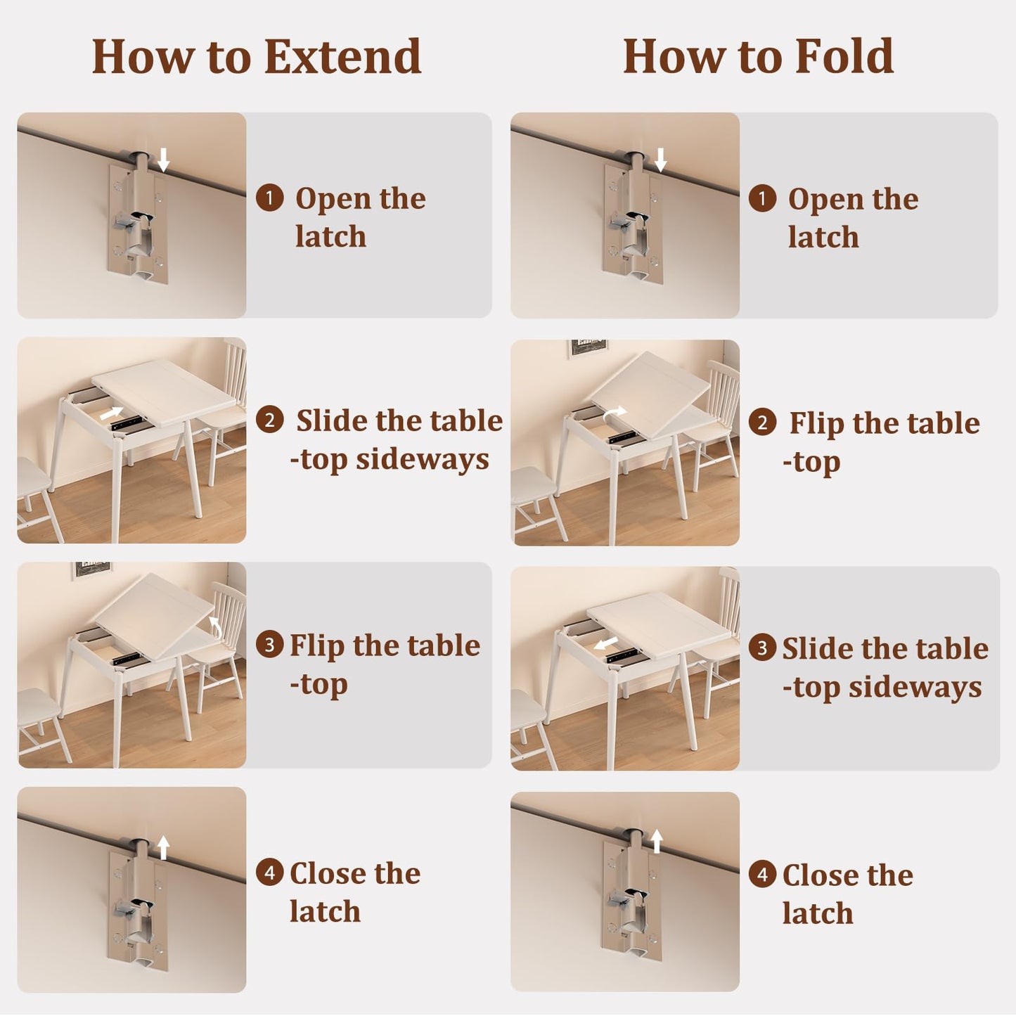 DONGMUWUJEE Solid Wood Small Dining Table for 2-6, 23.6"L-47.2"L Expandable Kitchen Table, Designed for Small Spaces, Easy Assembly, Suitable for Kitchen, Dining Room, Living Room, Apartment (White)