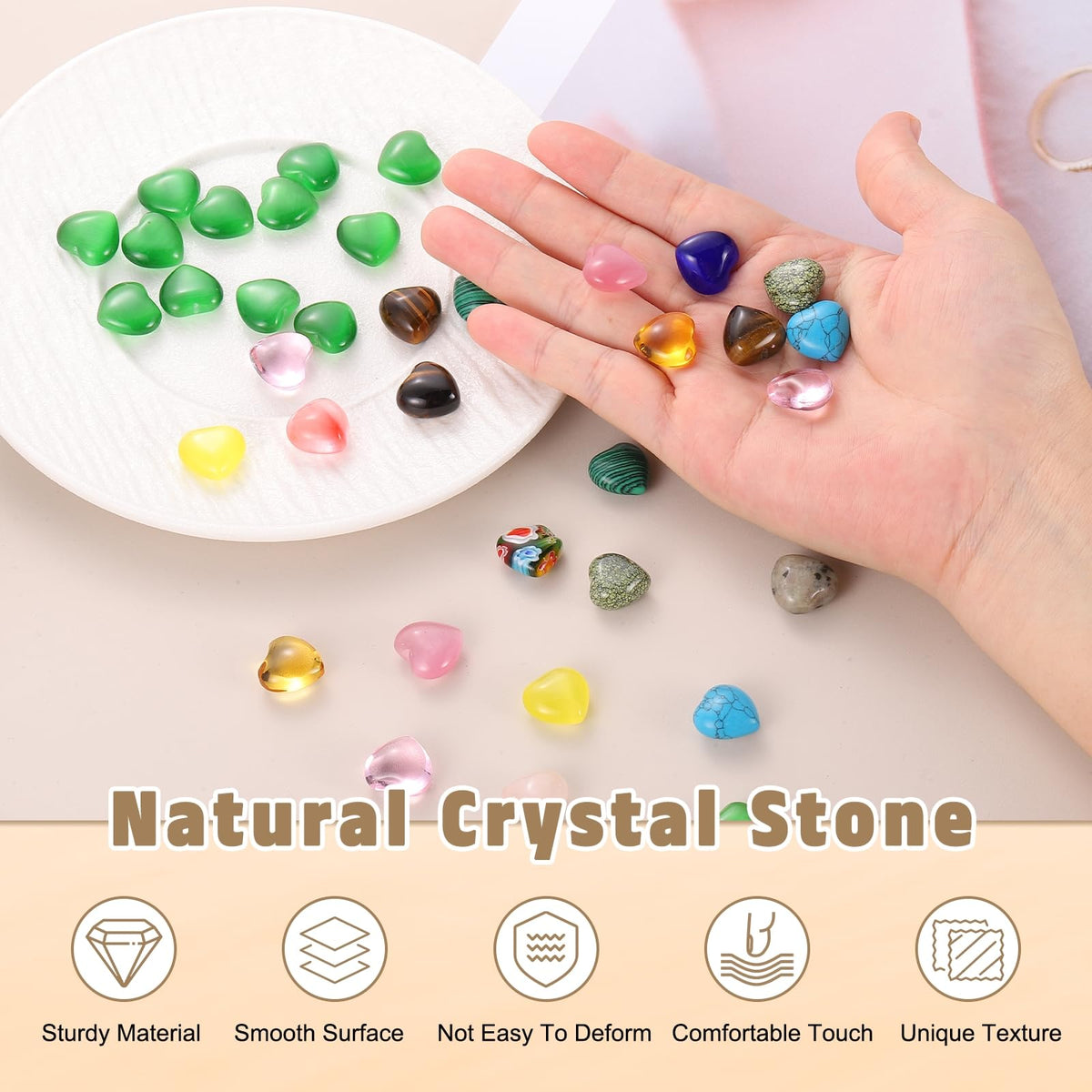 PATIKIL 20 Pcs Natural Heart Shaped Crystal Stone, 0.6 Inch Mini Polished Love Gemstone Crystal, Pocket Rock Engraved Worry Stones for Women Gifts Meditation, Watermelon Red