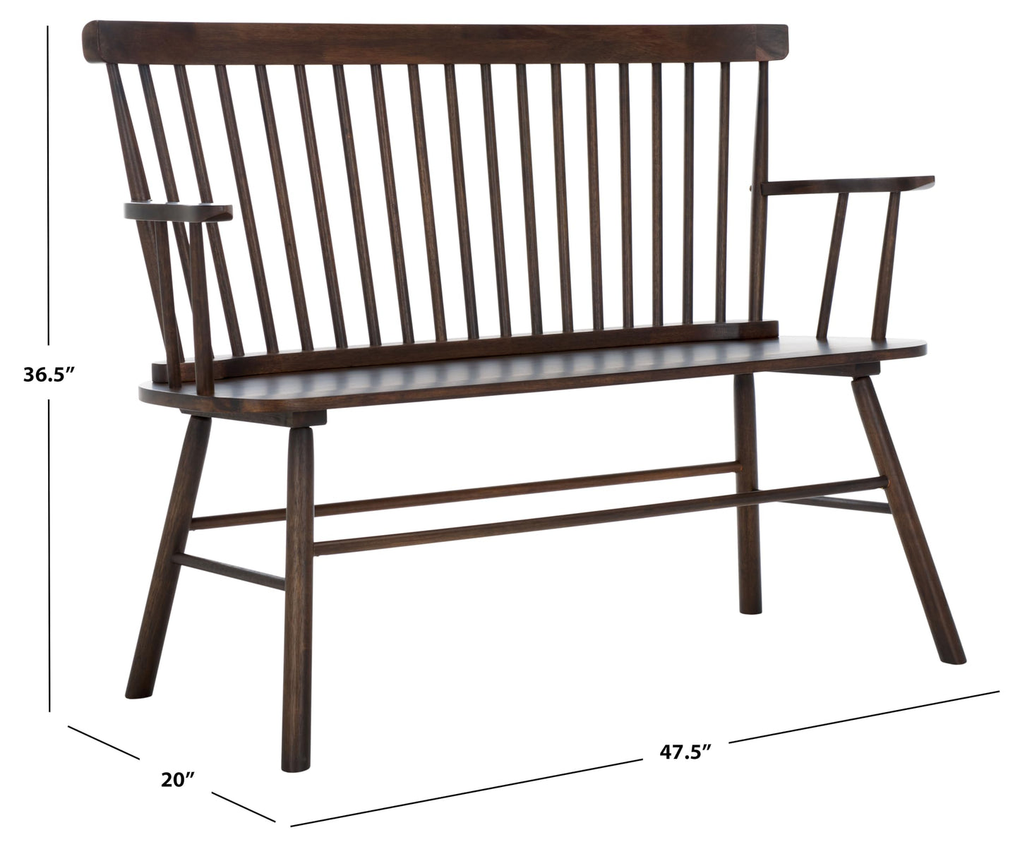 SAFAVIEH Furniture - Addison Loveseat - Dark Walnut - Solid Wood - Coastal Slatted Design - Ideal for Living Room, Sunroom, Bedroom, 18" Seat Height (AMH8513E)