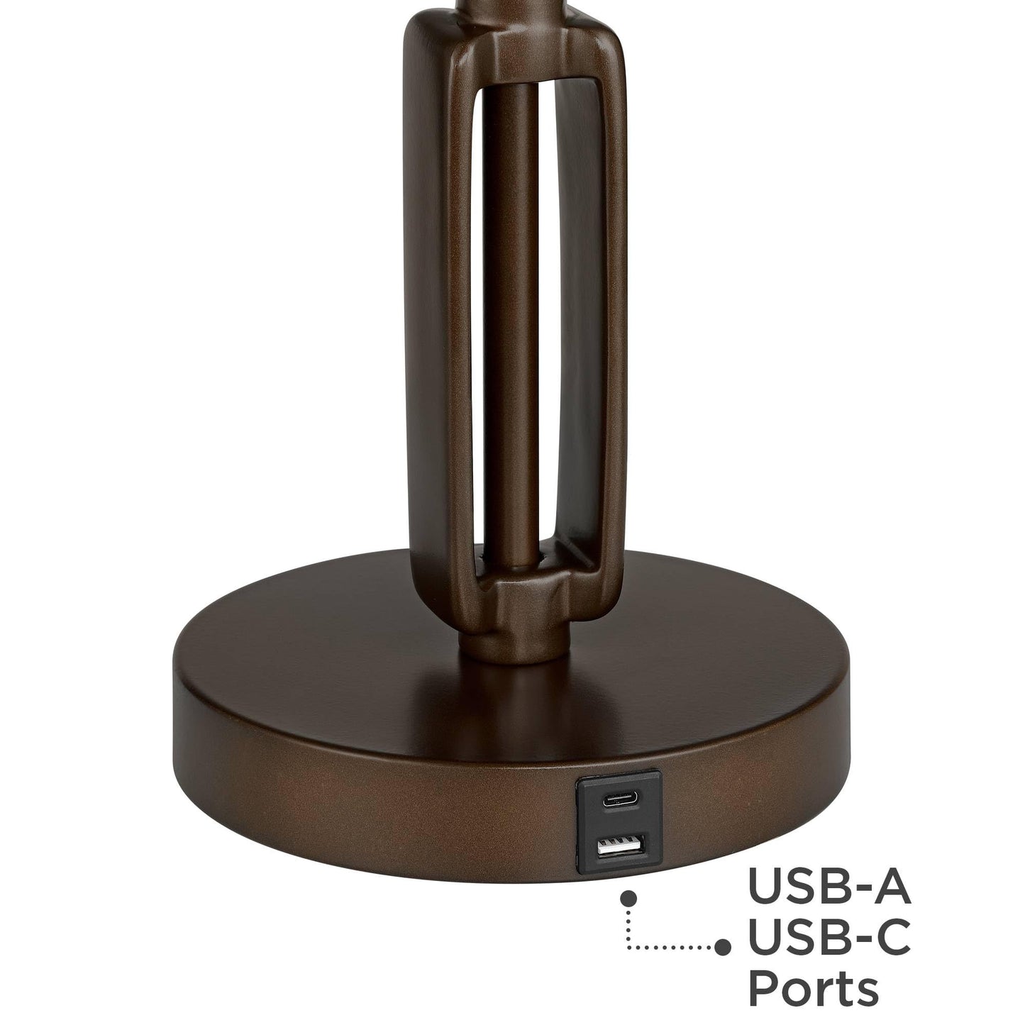 Franklin Iron Works Samuel 21 1/4" High Rustic Swing Arm Accent Table Lamp with USB Ports A+C Charging Bronze Natural Mica Shade for Living Room Bedroom House Bedside Nightstand Home Office Family