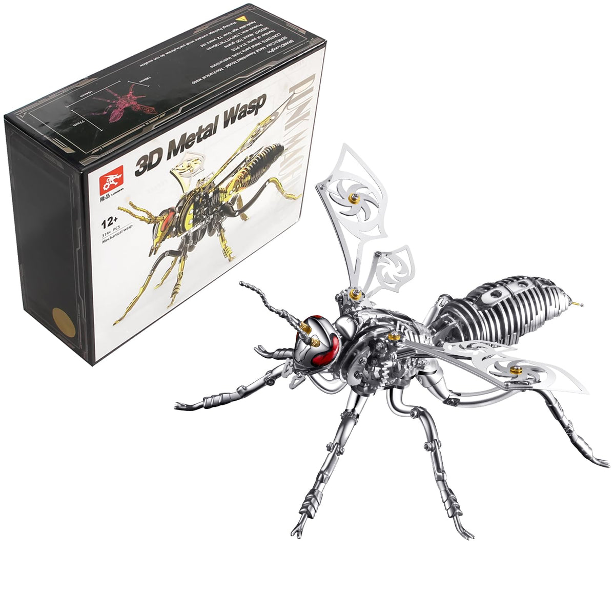 3D Metal Wasp Puzzles for Adults Model Kits Mechanical Puzzle Building Blocks, Difficult DIY for Assembly Gifts for Men (Steel)