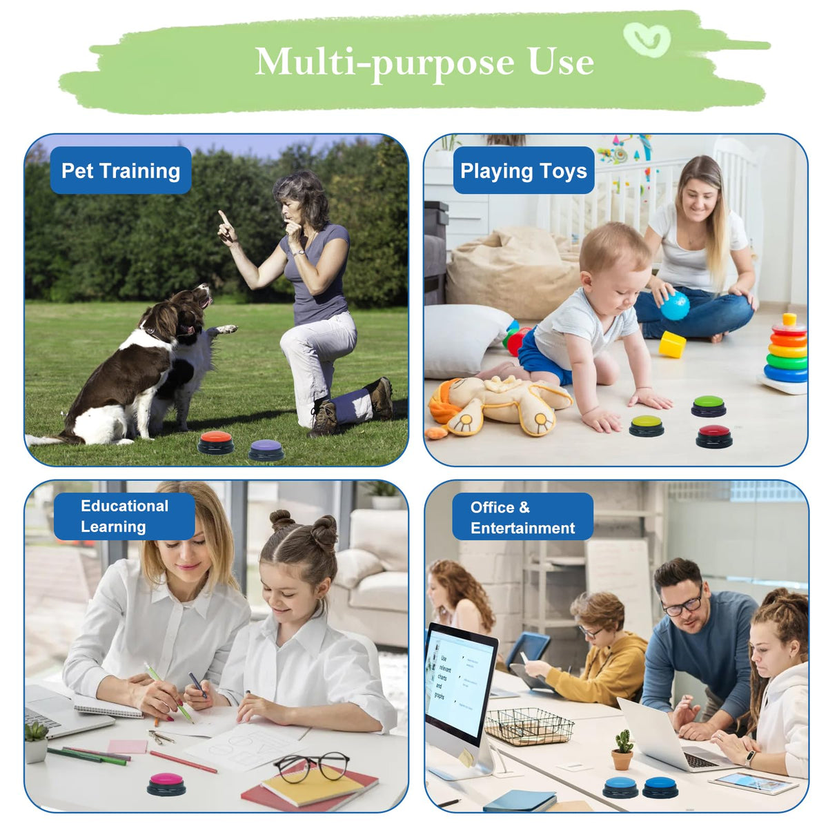Gelabur Set of 8 Dog Buttons for Communication, Voice Recordable Buttons for Classroom, Dog Training Talking Buttons Starter Set, Pet Easy Speaking Buttons Tools