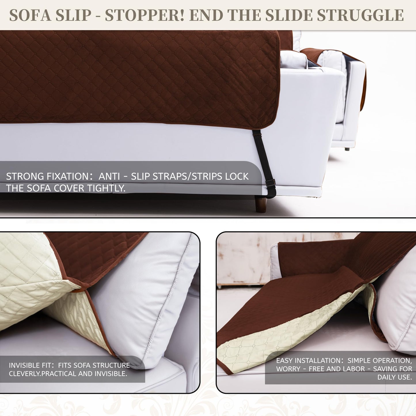 SYJOVIA Sectional Couch Covers for Dogs 100% Waterproof Corner L Shaped Sofa Cover Pet Friendly Velvet Washable Anti Slip L Shape Modular Sofa Slipcover Protector with Pockets (Dark Coffee, X-Large)