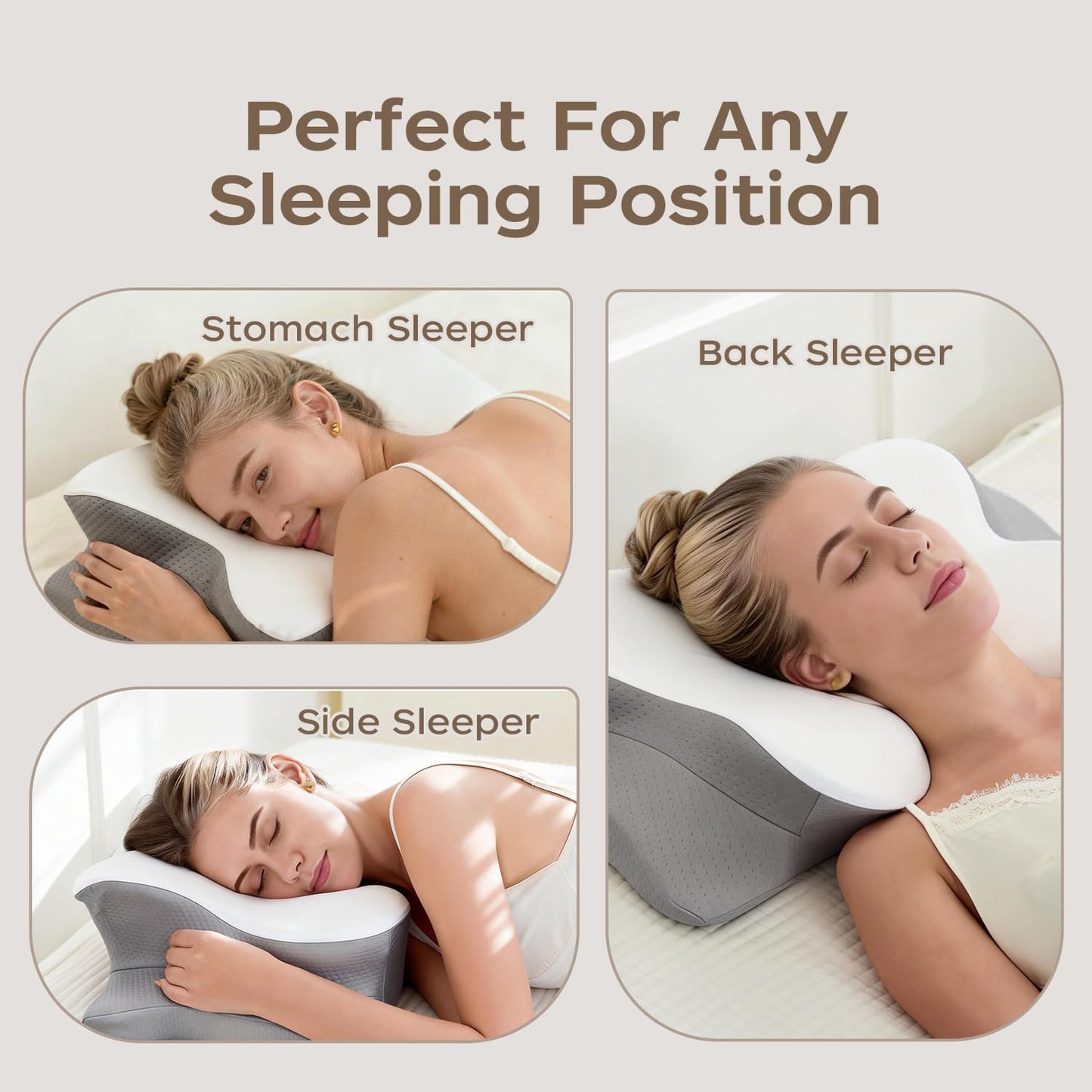 Wave Support Cooling Pillow for Neck & Back Pain Relief, Odorless Ergonomic Butterfly Memory Foam Pillows, Orthopedic Bed Pillow for Side Back Stomach Sleeper， Help to relieve pain and improve sleep