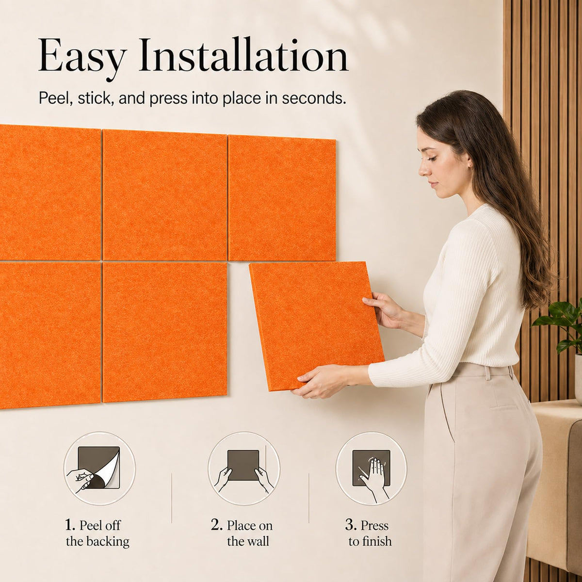 Baysola Felt Bulletin Board Panels 36 x 24 Inch Self Adhesive Wall Tiles Cork Board Alternative for Office Classroom Photos Notes 6 Pack