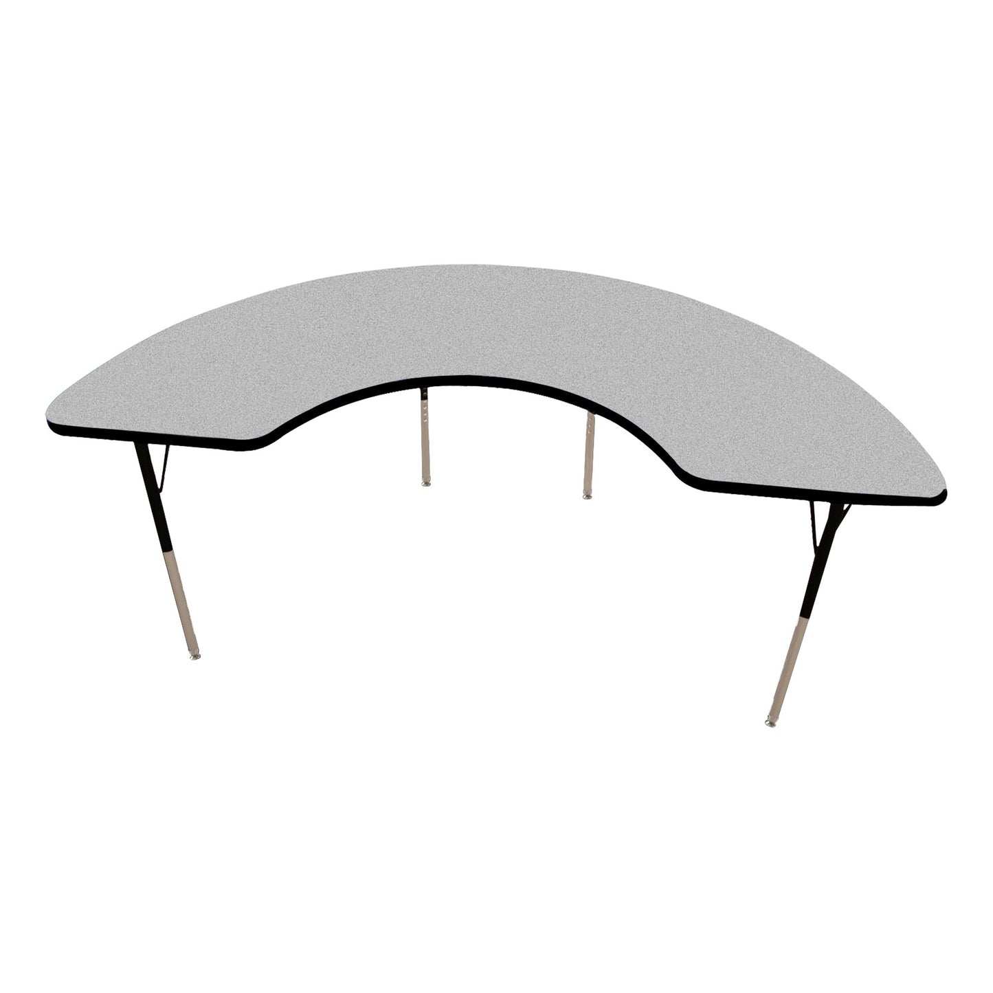 Norwood Commercial Furniture NOR-RCEHRC-GBK Adjustable Height Half Moon Activity Table, 19" -30", (36" x 72") Grey/Black