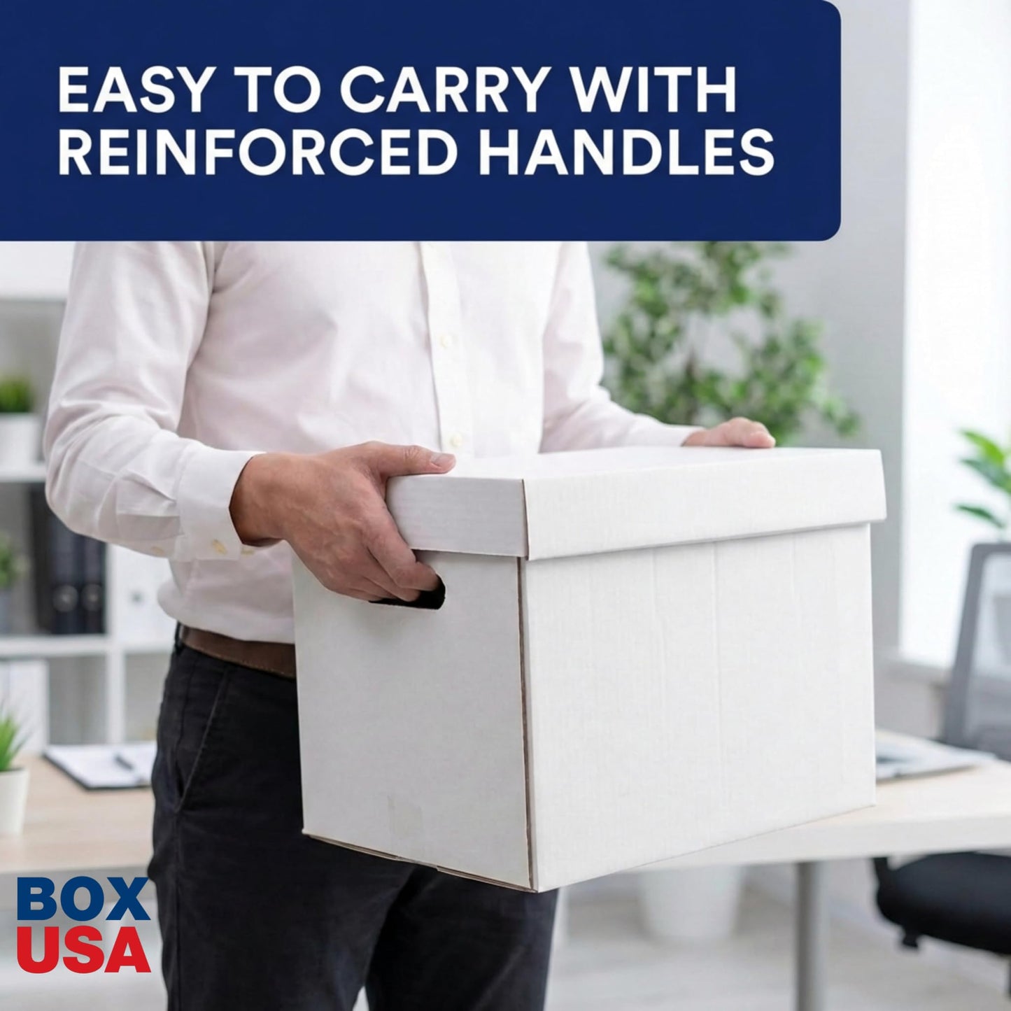 BOX USA Boxes with Lids and Handles (12-Pack) - File Storage Boxes for Office Supplies, Book Storage, Moving, and Packaging