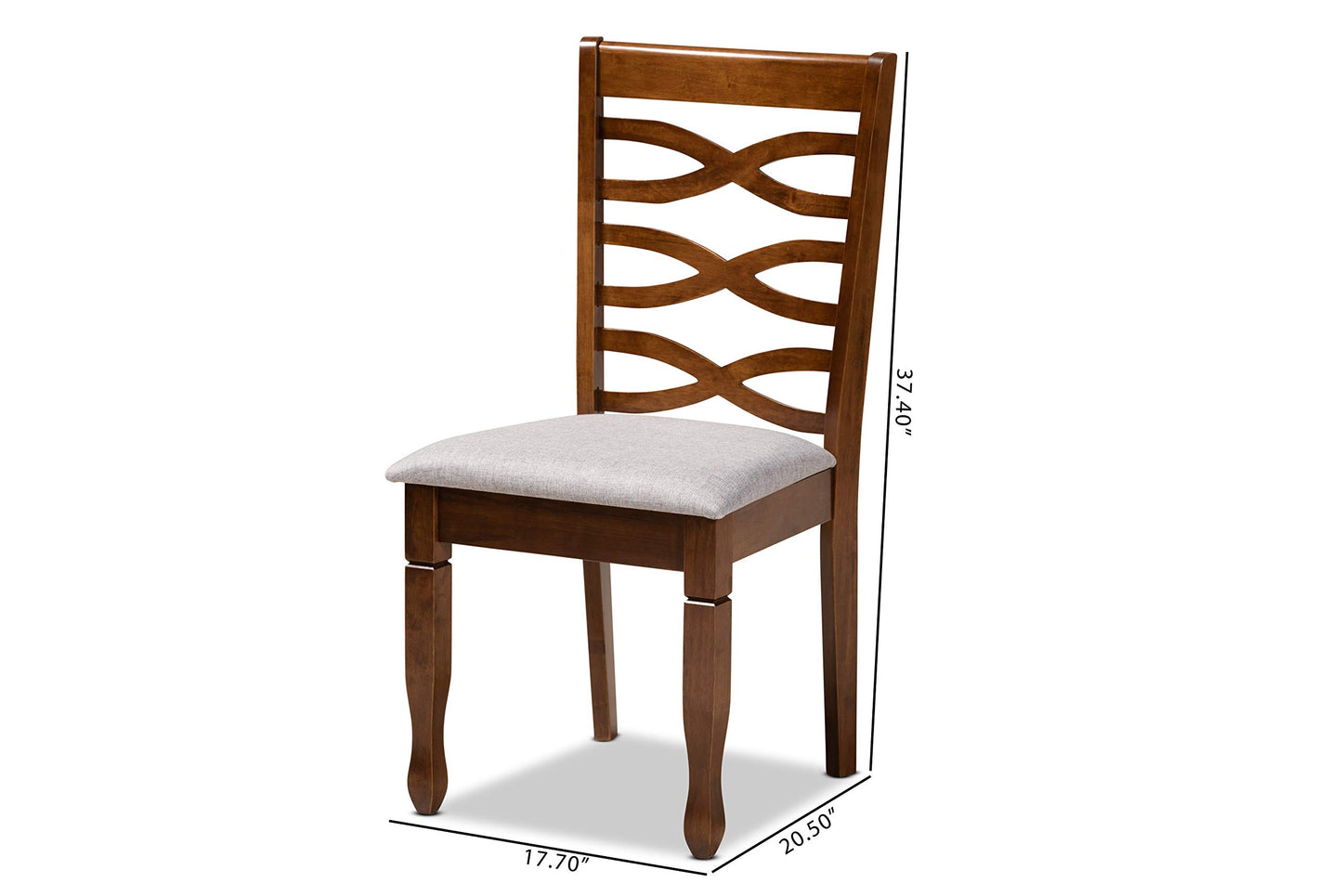 Baxton Studio Elijah Modern and Contemporary Grey Fabric Upholstered and Walnut Brown Finished Wood 4-Piece Dining Chair Set