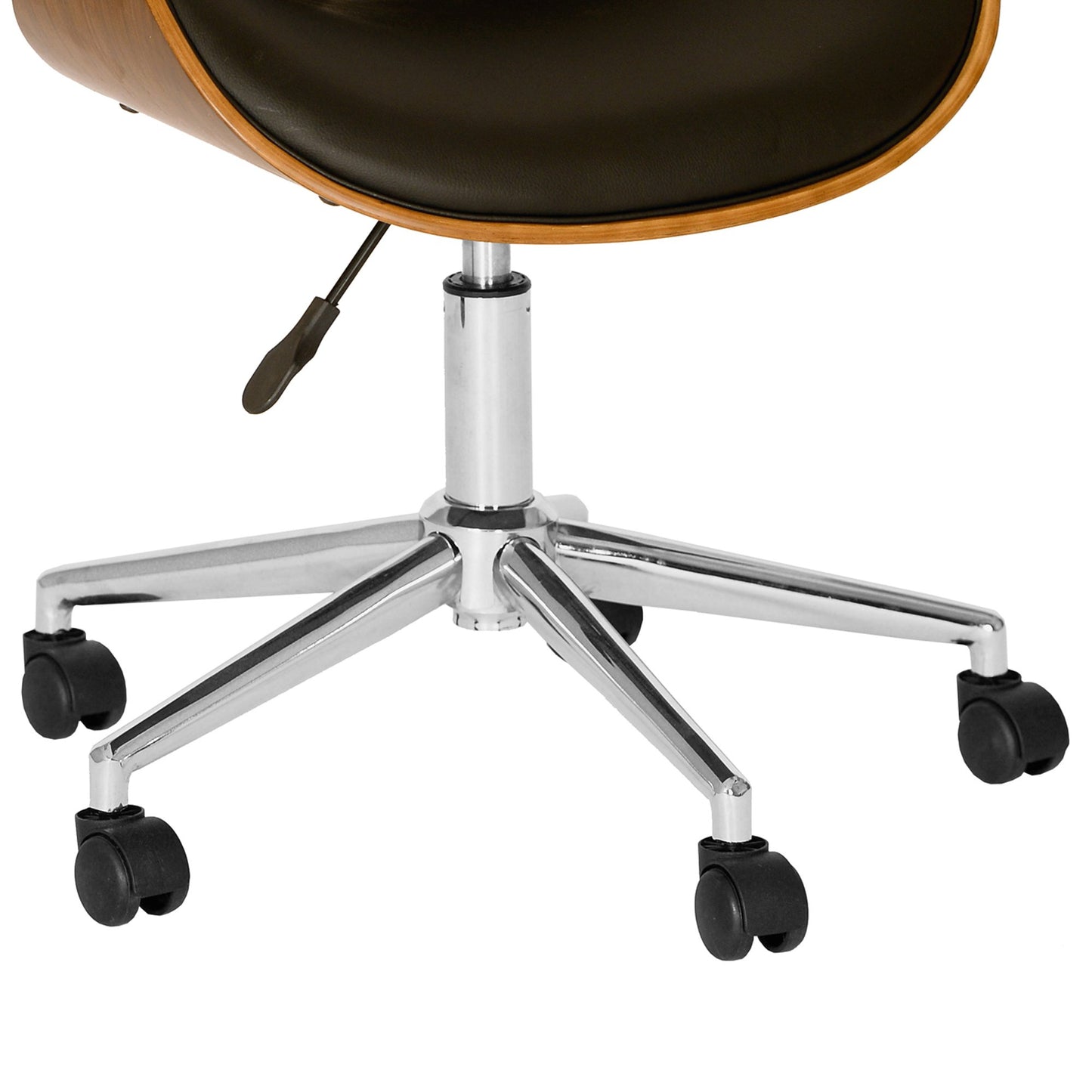 Armen Living Daphne Office Chair in Black Faux Leather and Chrome Finish, 33" x 21" x 20"