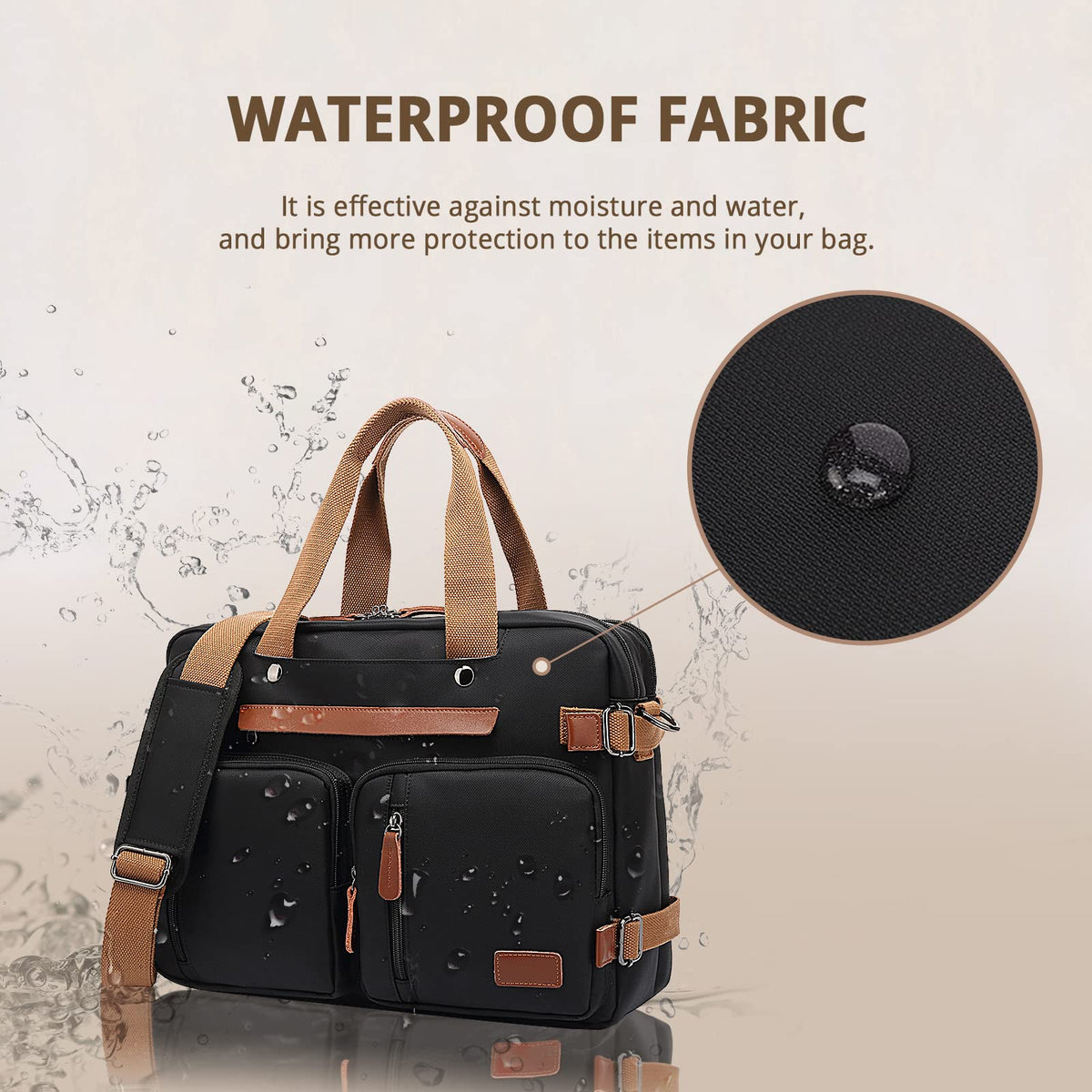 MOLNIA 15.6 inch Laptop Backpack for Men Women,3 in 1 Briefcases For Men,Messenger Bag Laotop Bag Computer Bags For Work College Travel, Black